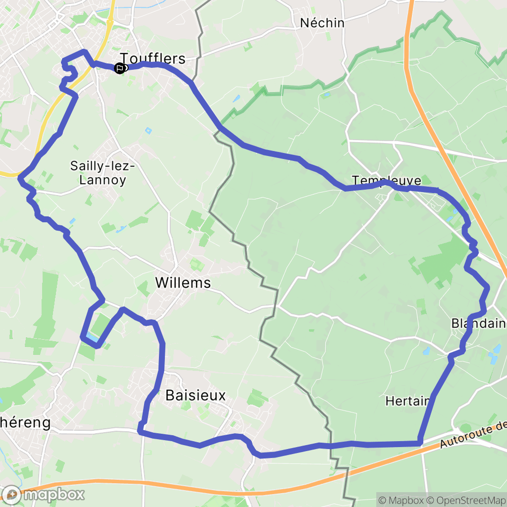 Toufflers : carte du parcours de randonnée - France