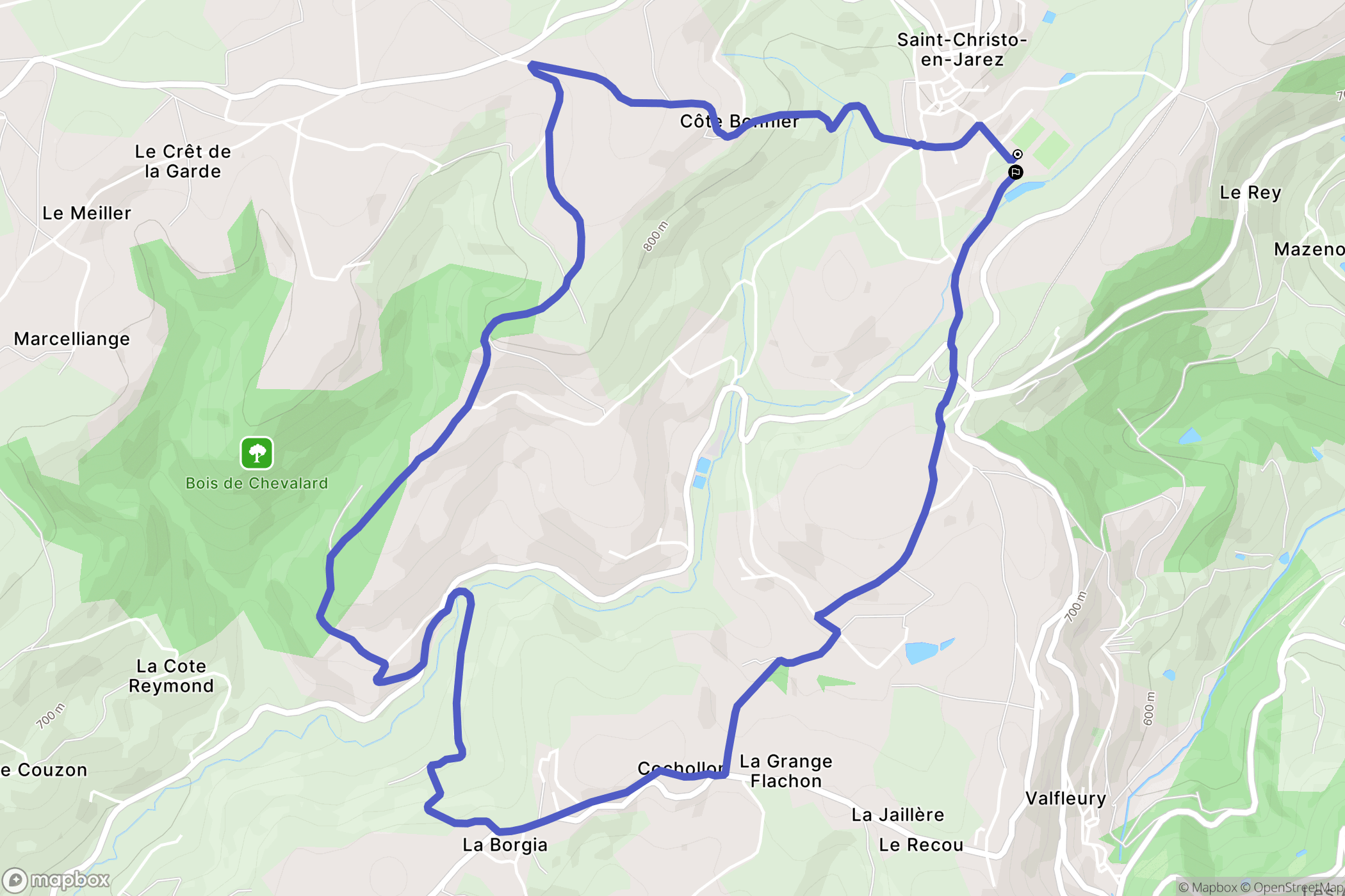 Saint-Christo-en-Jarez : carte du parcours de randonnée - France
