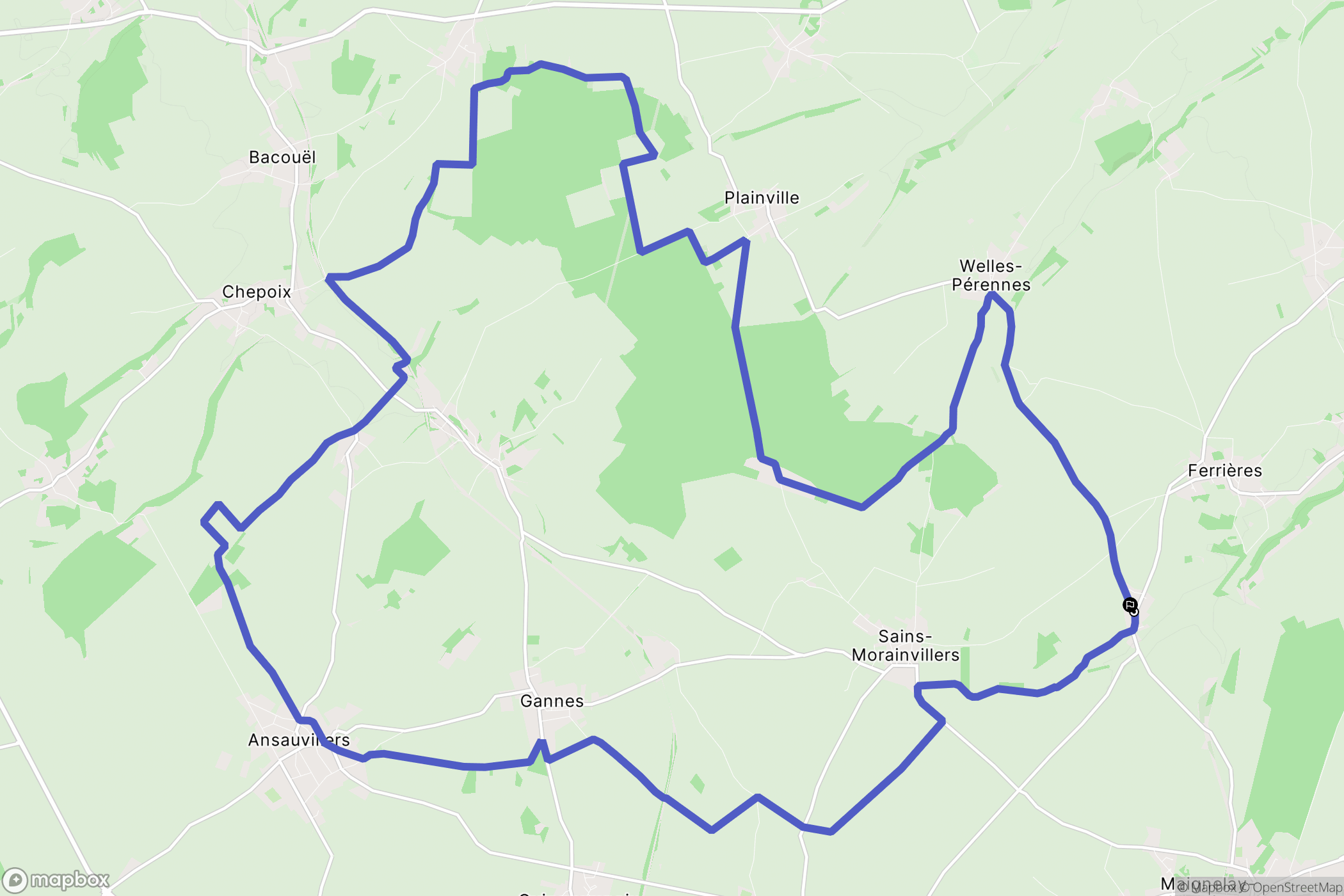 Crèvecœur-le-Petit : carte du parcours de randonnée - France