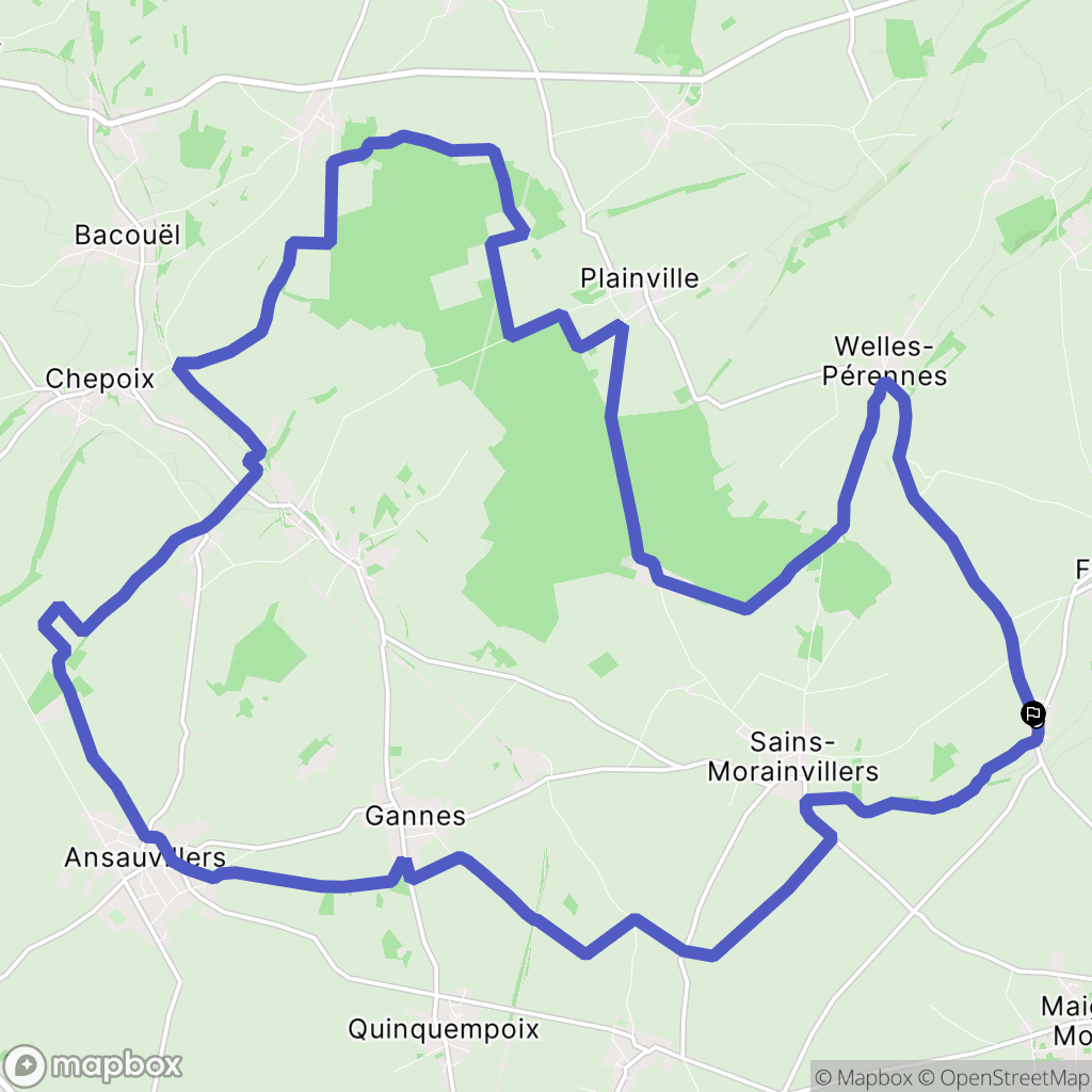 Crèvecœur-le-Petit : carte du parcours de randonnée - France