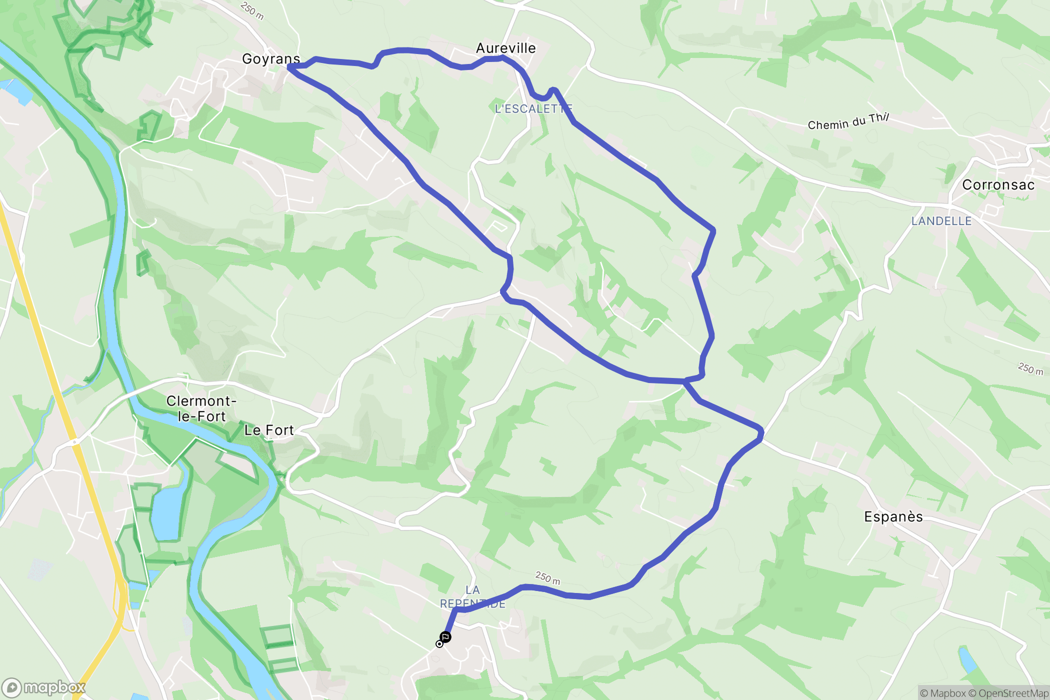 Venerque : carte du parcours de randonnée - France