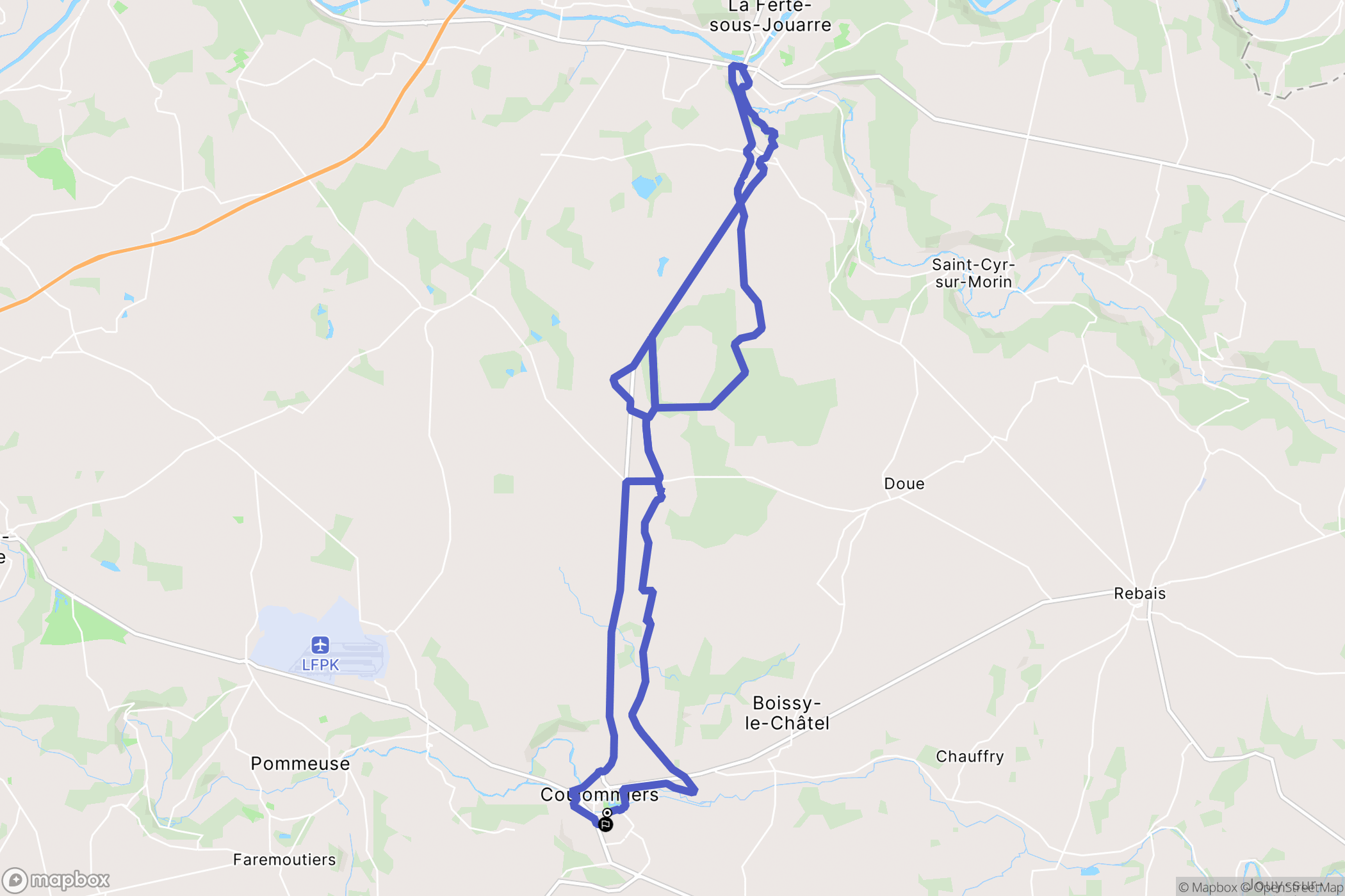 Coulommiers : carte du parcours de randonnée - France