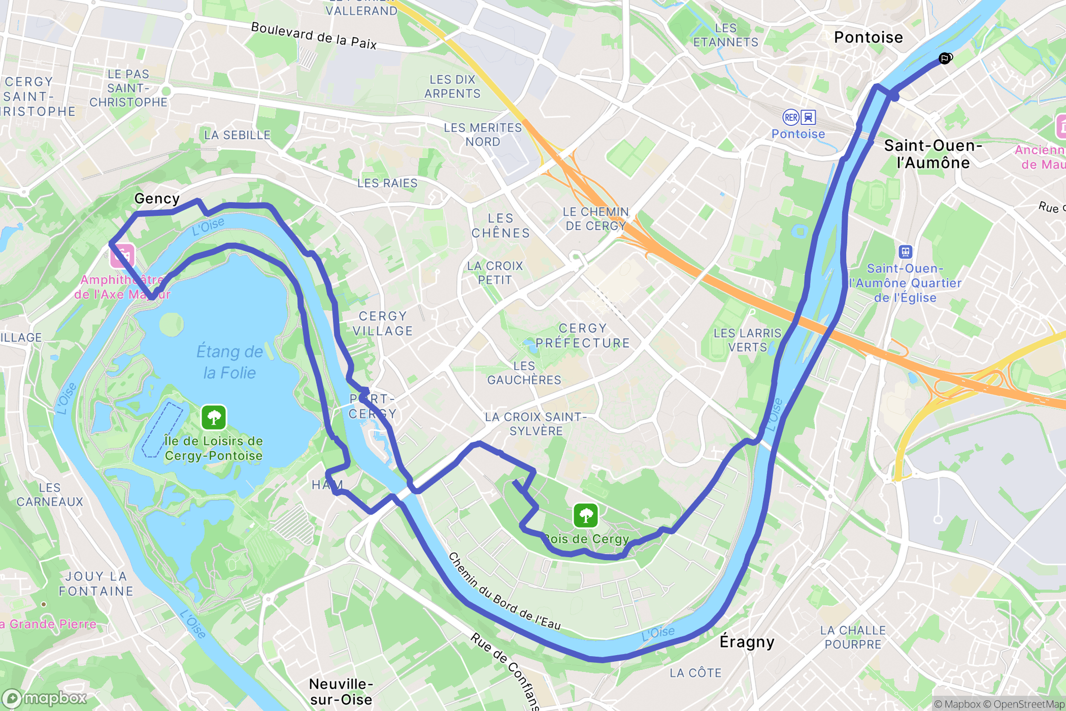 Saint-Ouen-l'Aumône : carte du parcours de randonnée - France