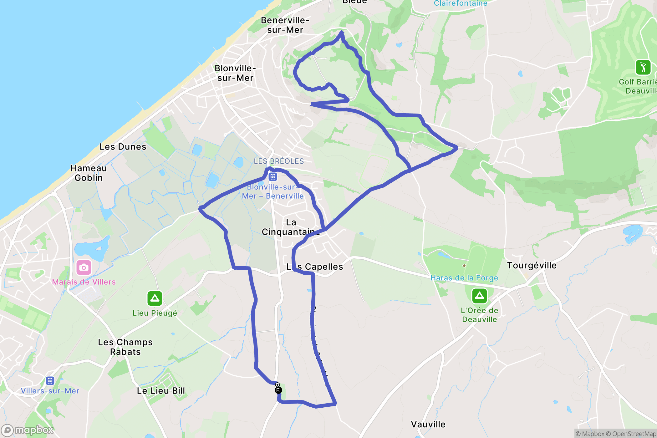 Blonville-sur-Mer : carte du parcours de randonnée - France
