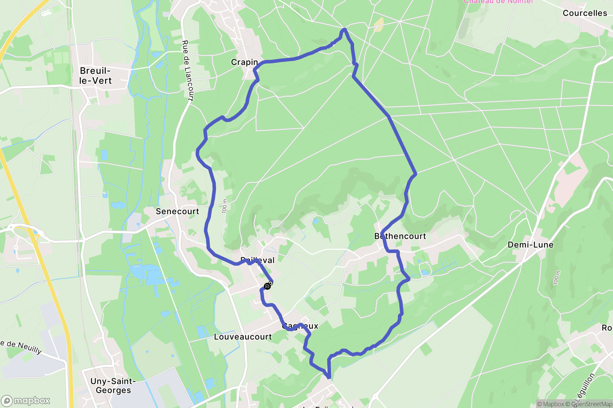 Bailleval : carte du parcours de randonnée - France