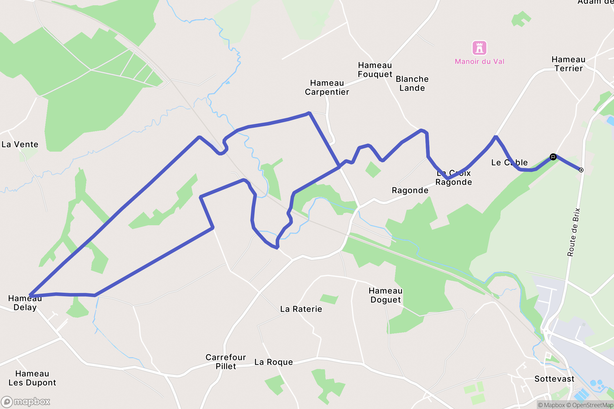 Brix : carte du parcours de randonnée - France
