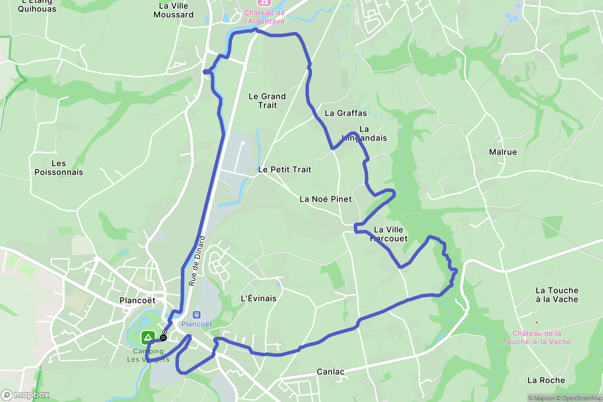 Plancoët : carte du parcours de randonnée - France