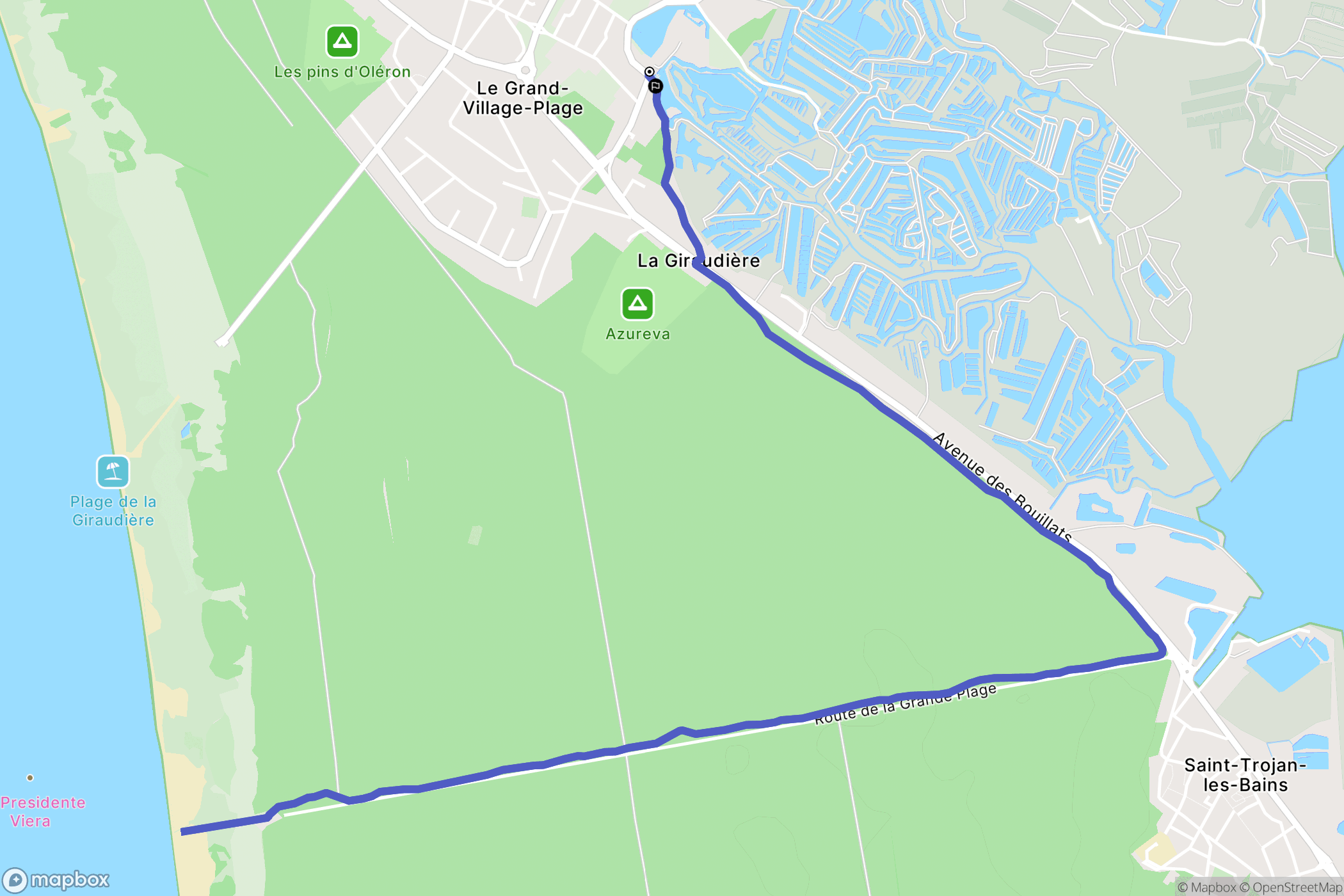 Le Grand-Village-Plage : carte du parcours de randonnée - France