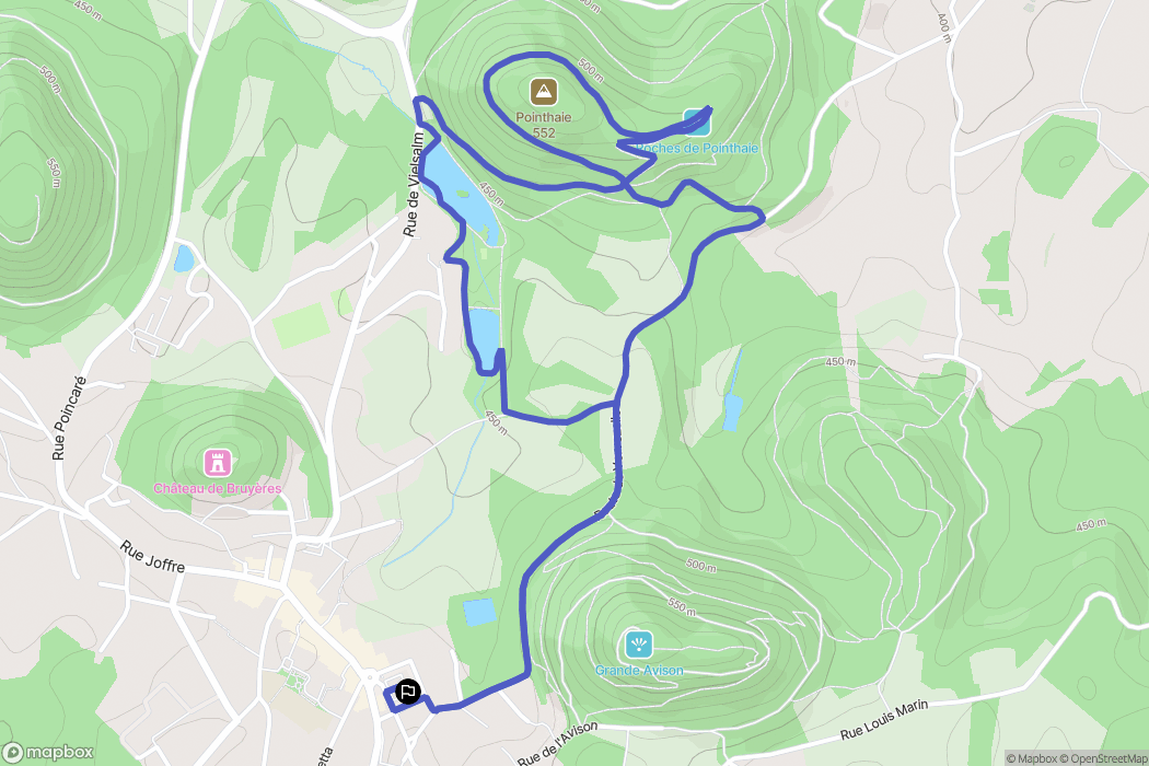 Bruyères : carte du parcours de randonnée - France