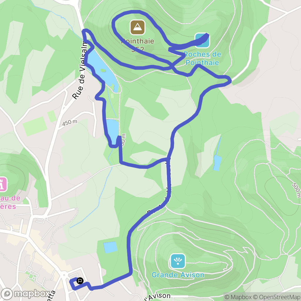 Bruyères : carte du parcours de randonnée - France