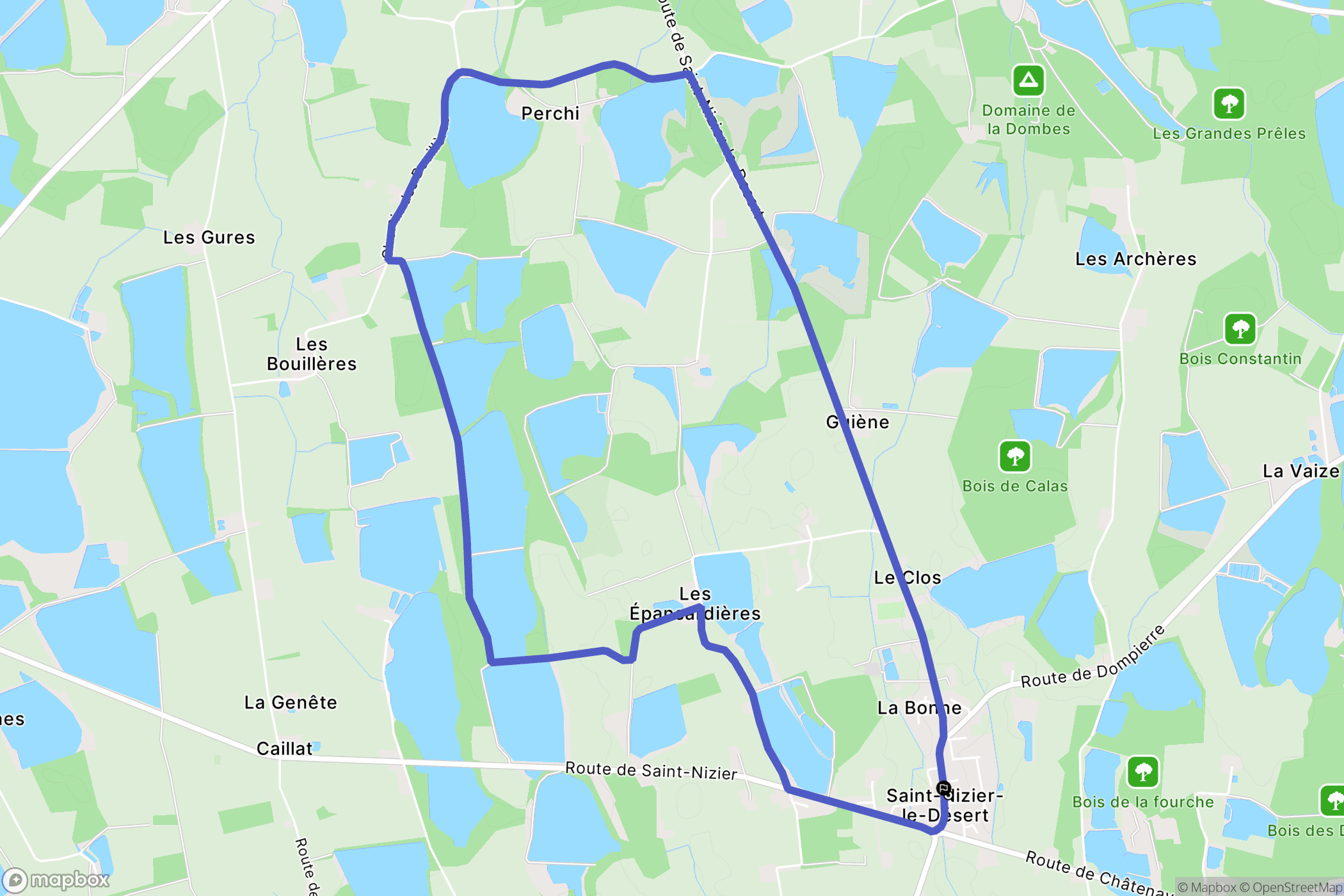 Saint-Nizier-le-Désert : carte du parcours de randonnée - France