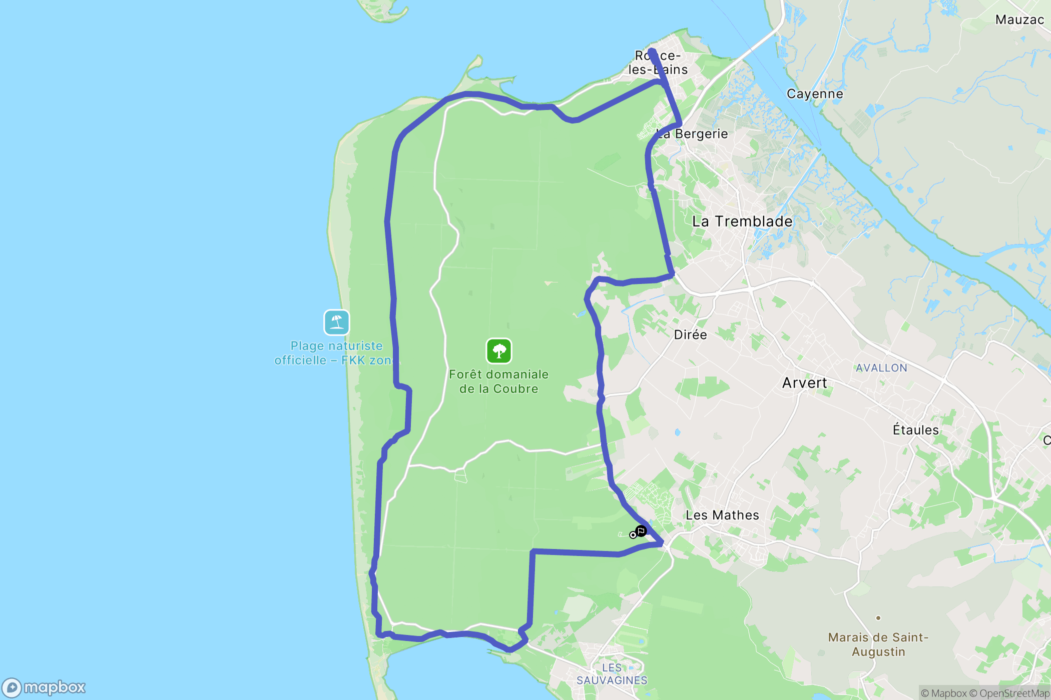 Les Mathes : carte du parcours de randonnée - France