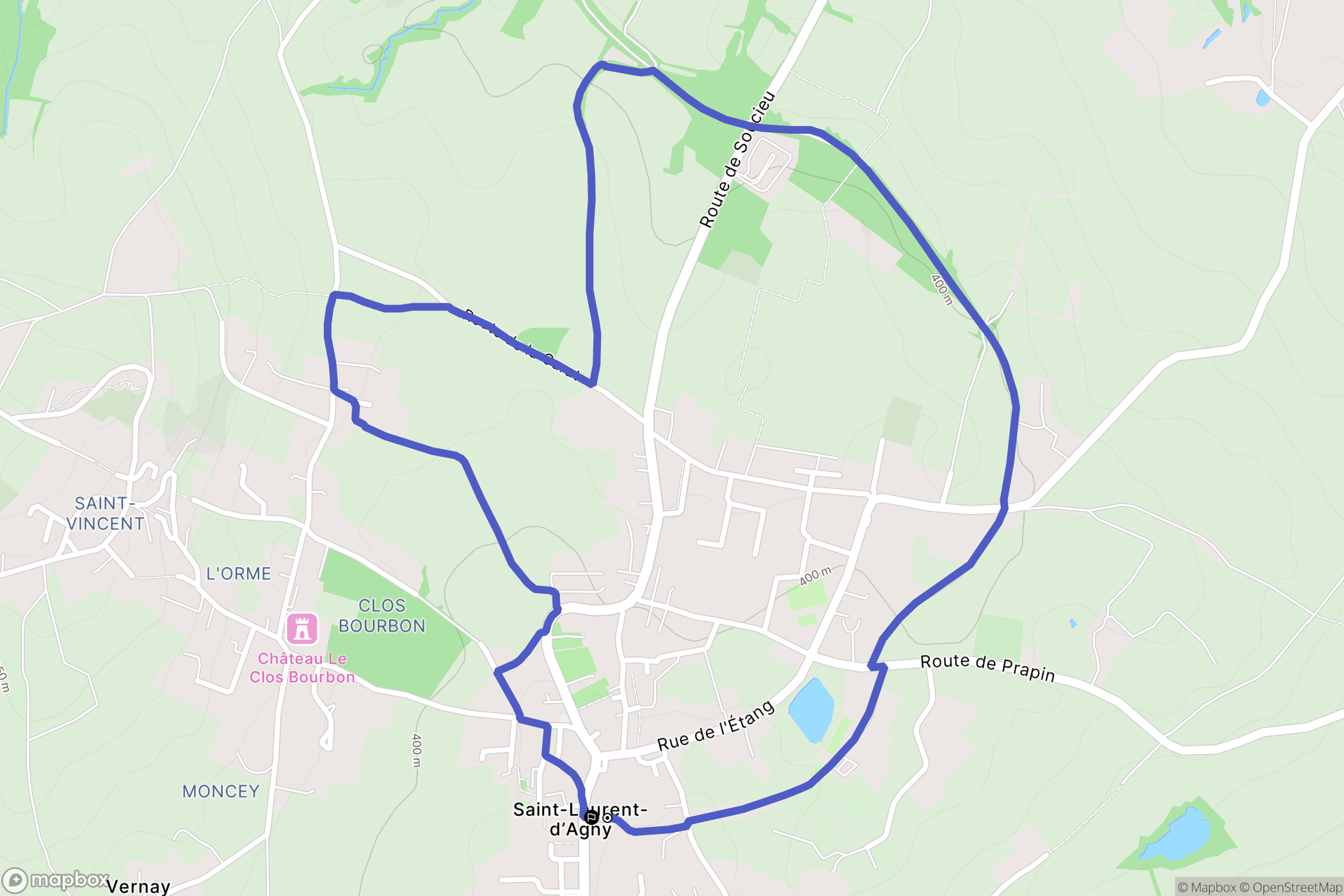 Saint-Laurent-d'Agny : carte du parcours de randonnée - France