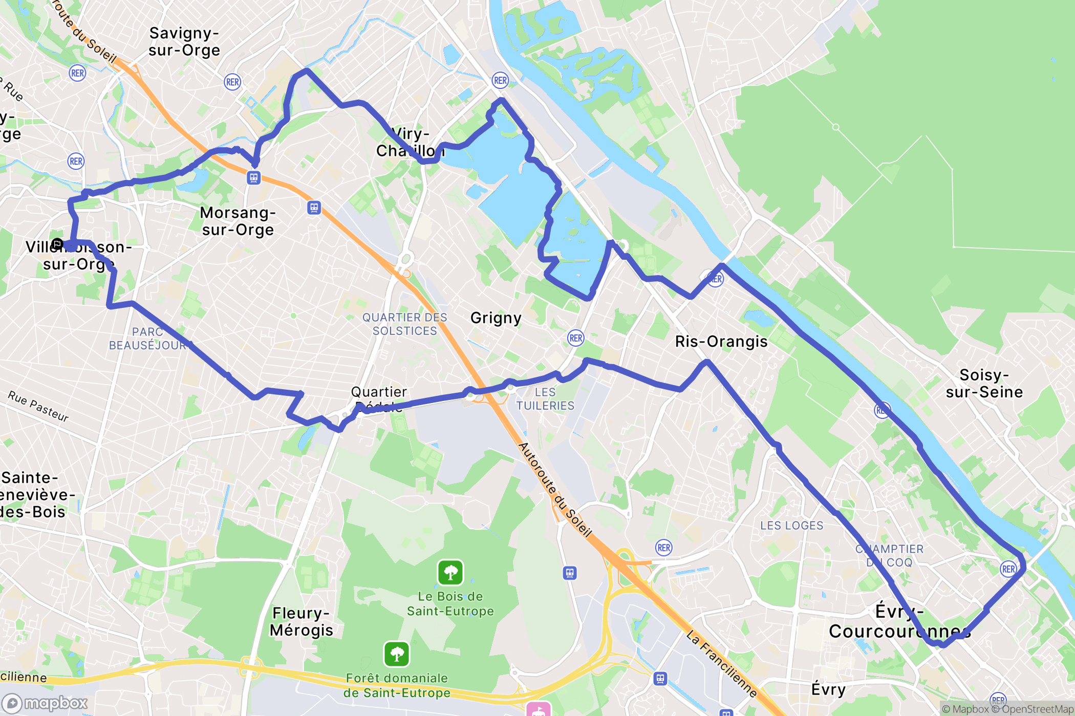 Villemoisson-sur-Orge : carte du parcours de randonnée - France