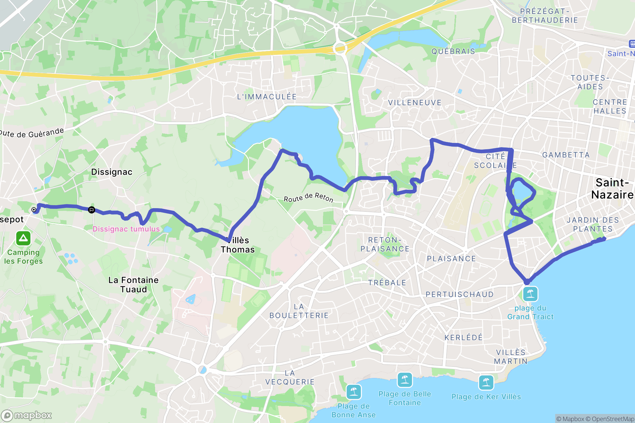 Pornichet : carte du parcours de randonnée - France