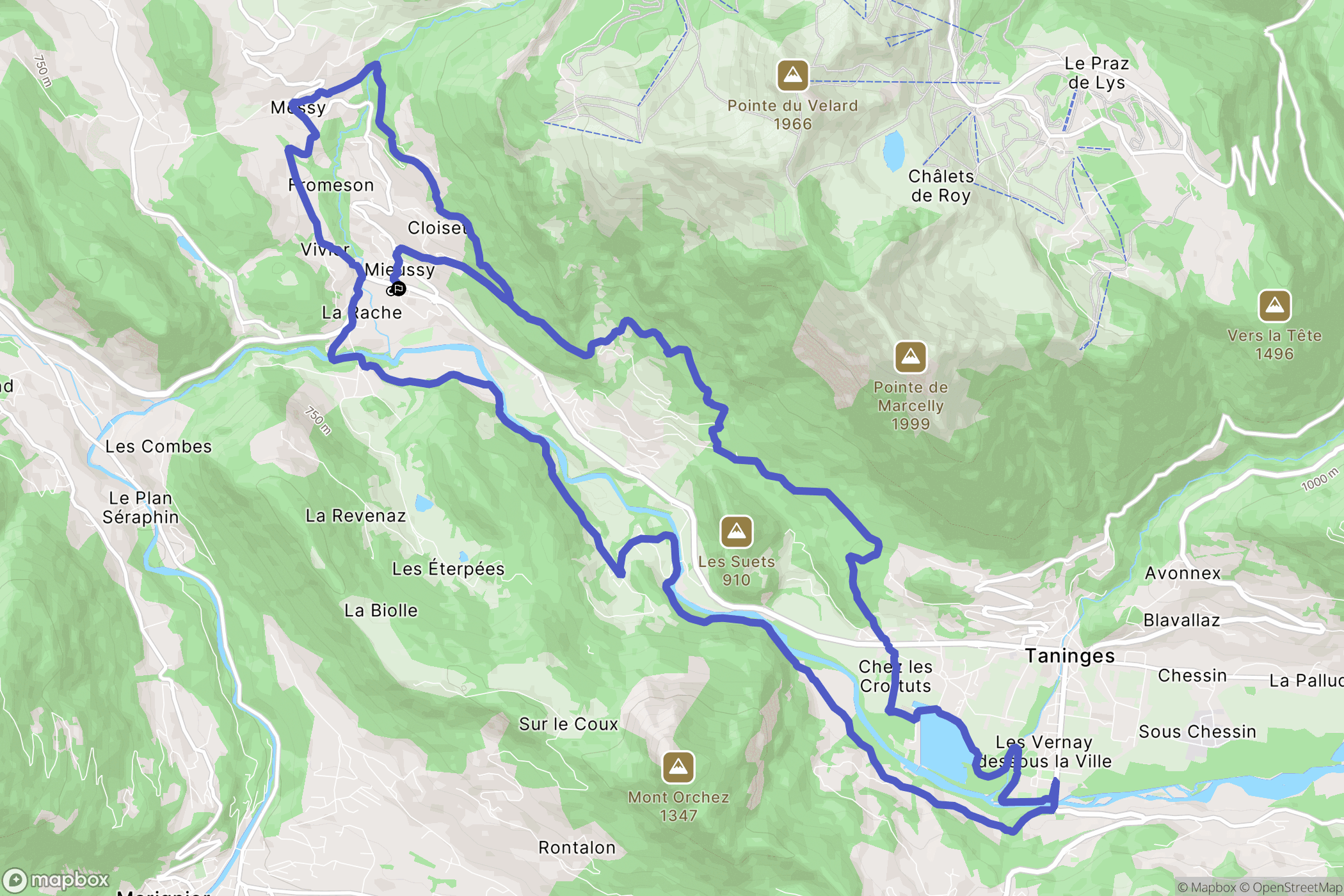 Mieussy : carte du parcours de randonnée - France