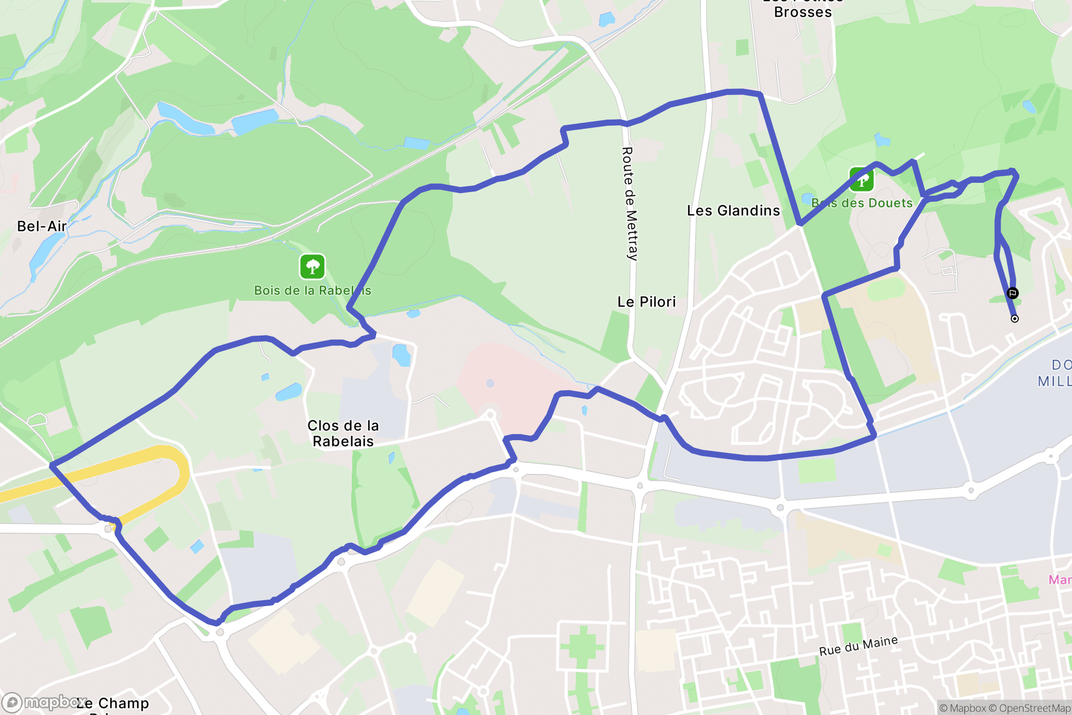 Tours : carte du parcours de randonnée - France