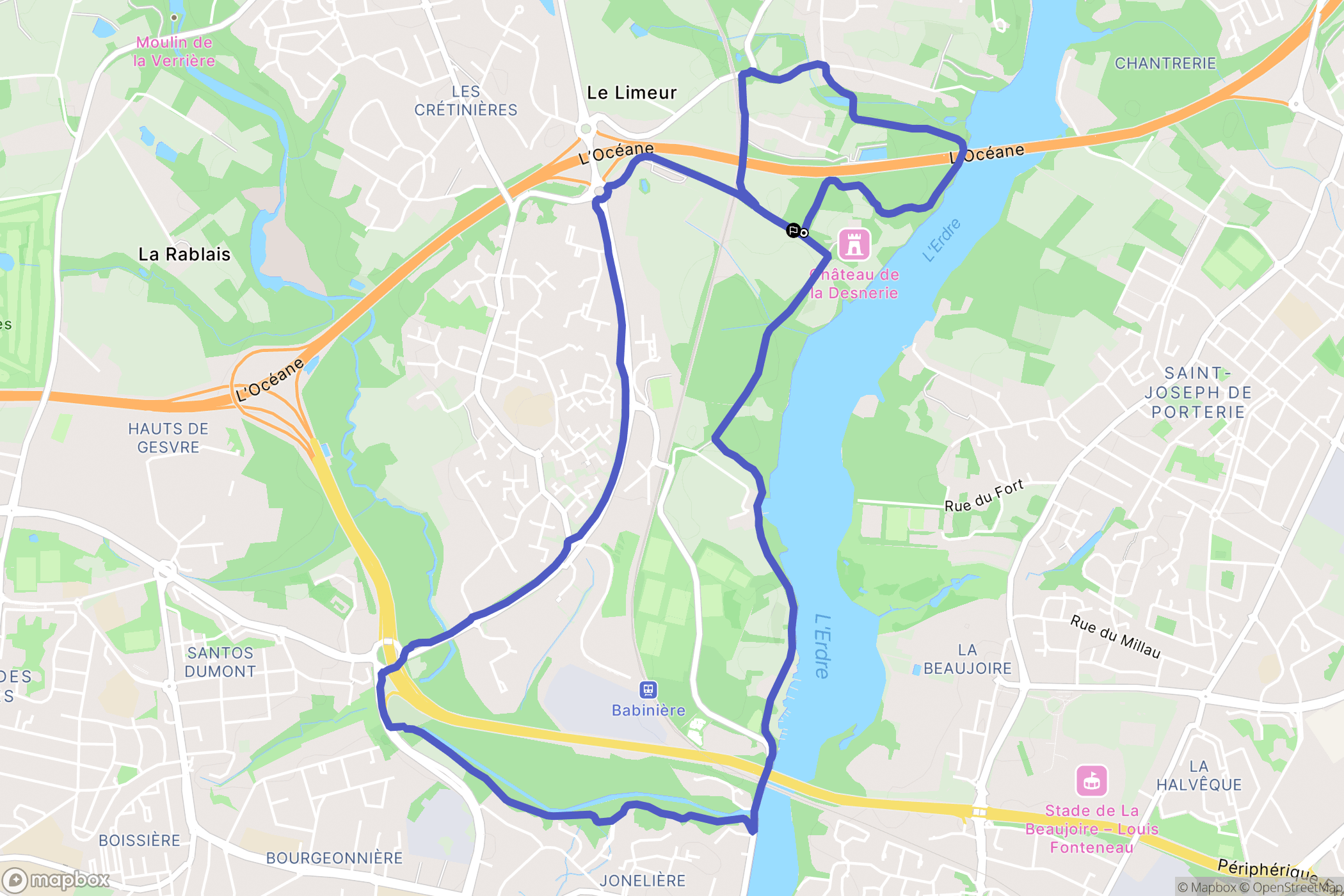 La Chapelle-sur-Erdre : carte du parcours de randonnée - France