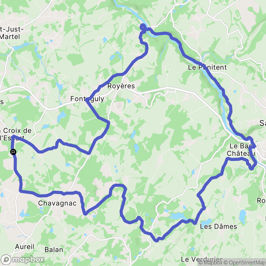 Saint-Just-le-Martel : carte du parcours de randonnée - France