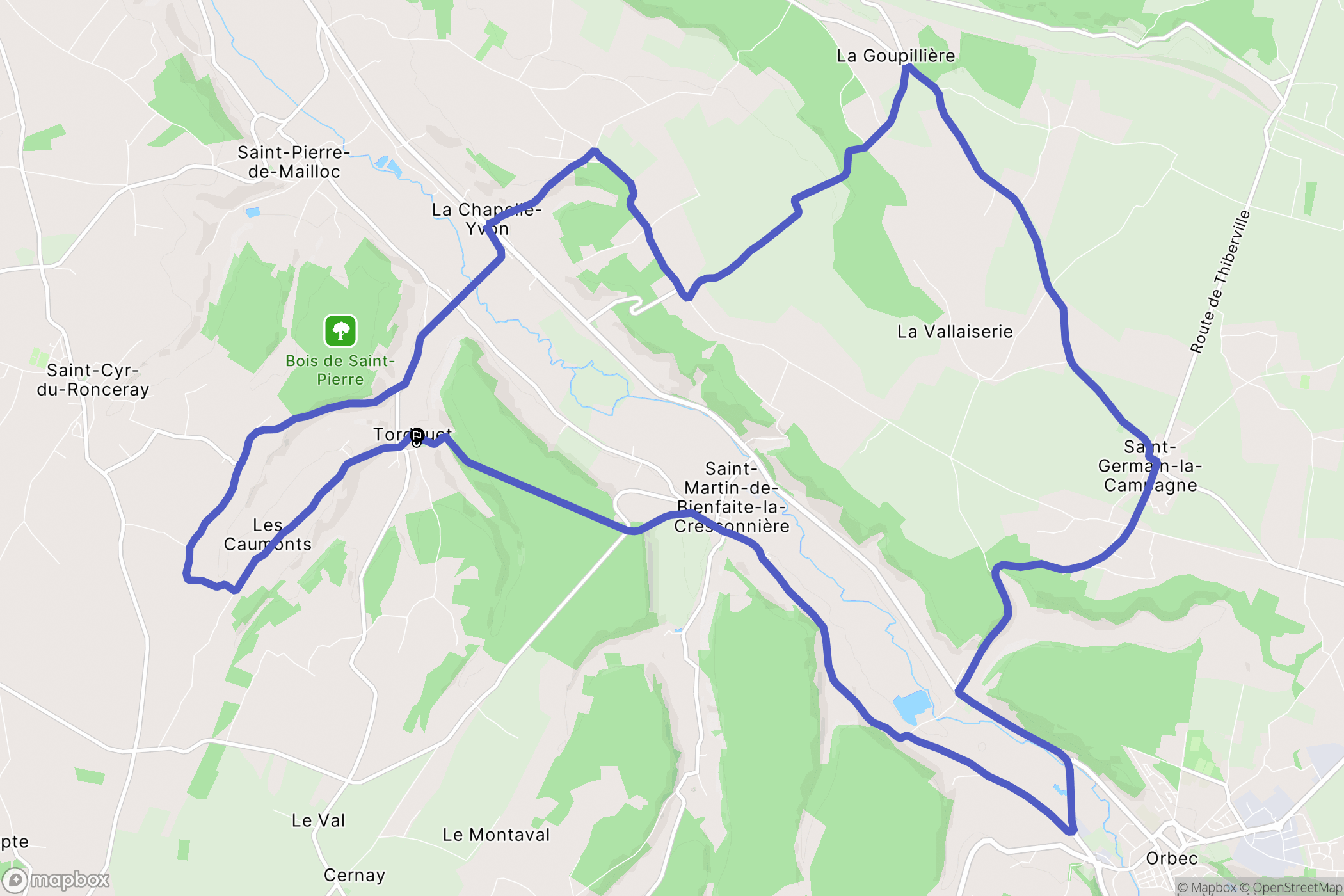Valorbiquet : carte du parcours de randonnée - France