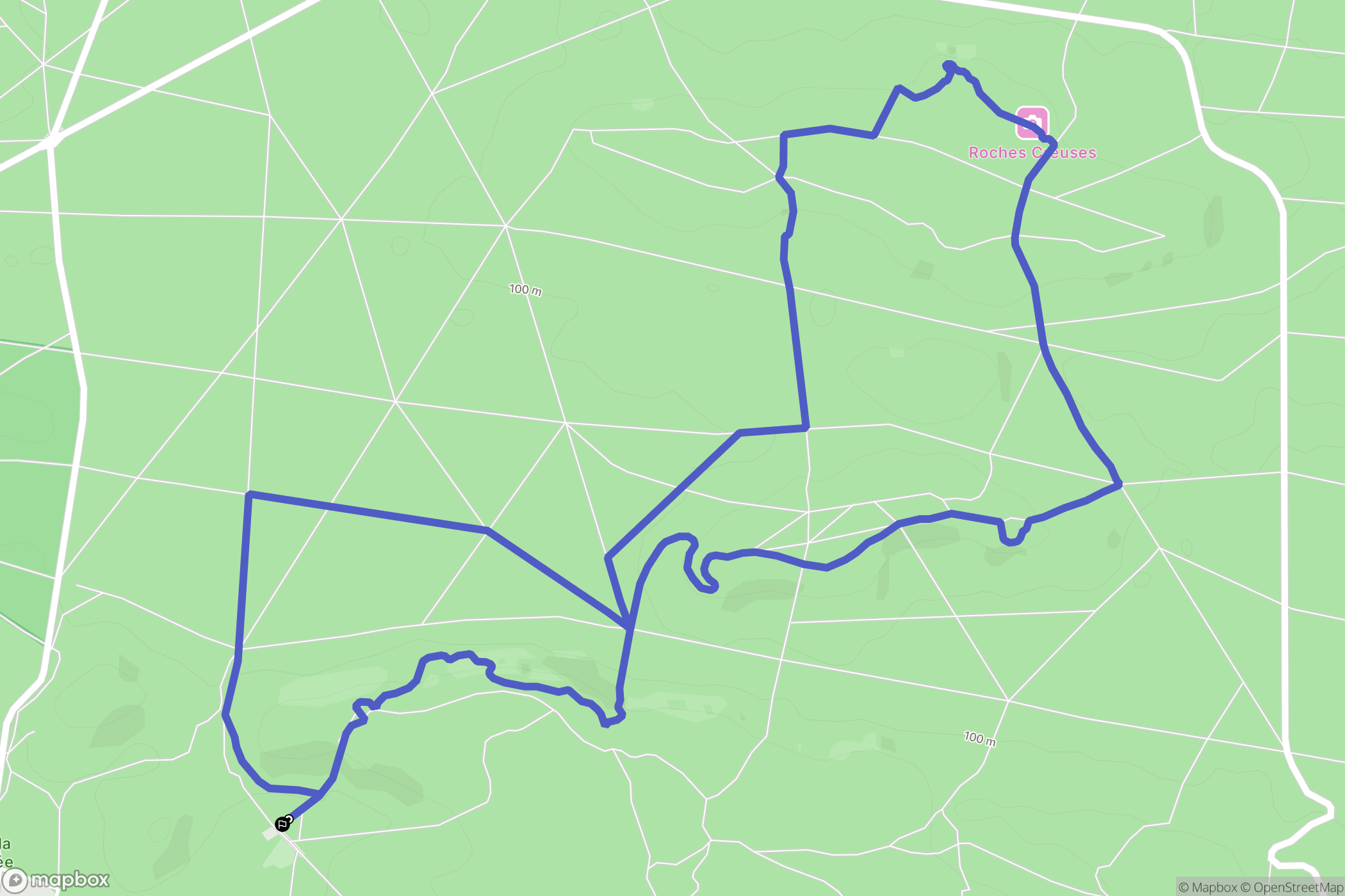 Fontainebleau : carte du parcours de randonnée - France