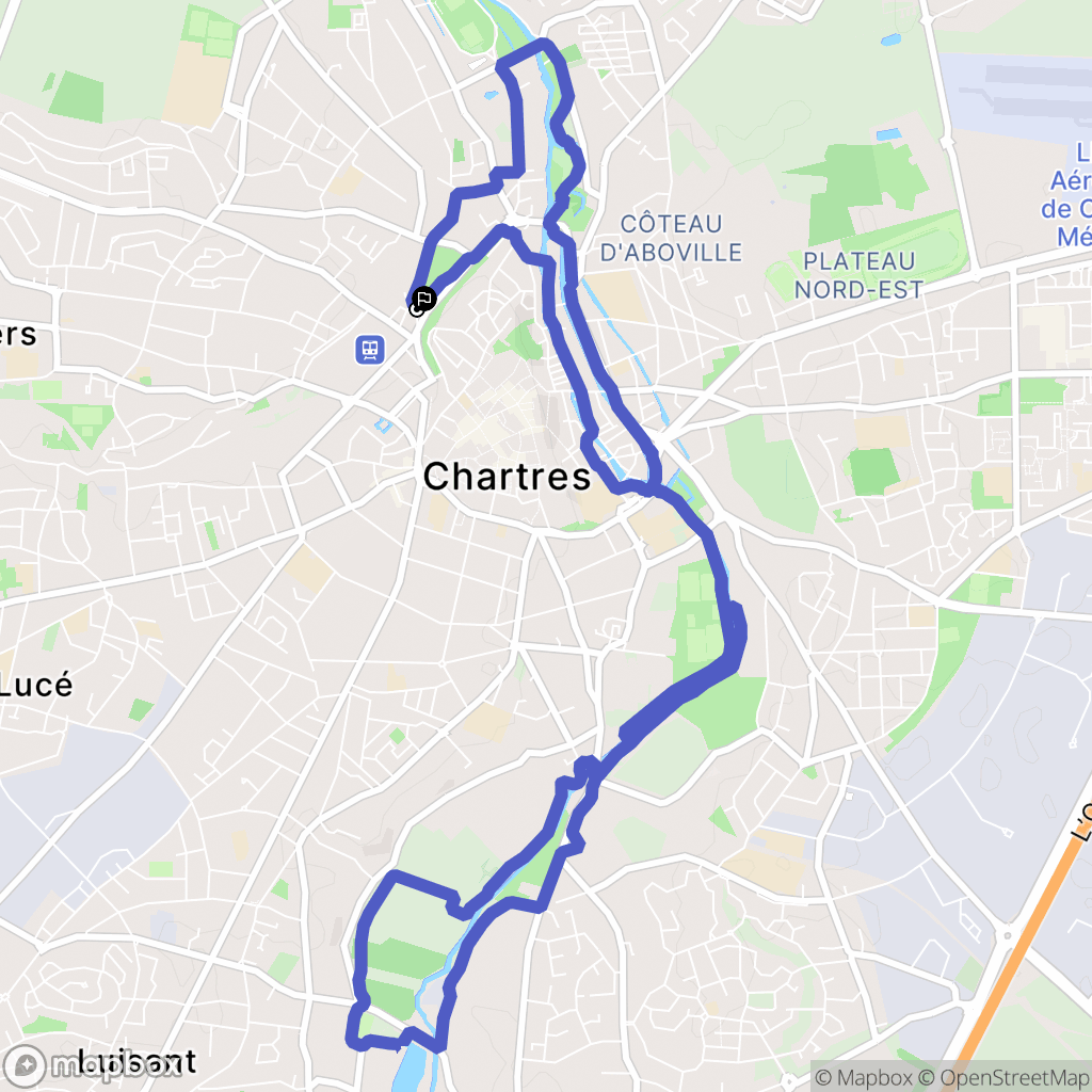 Chartres : carte du parcours de randonnée - France