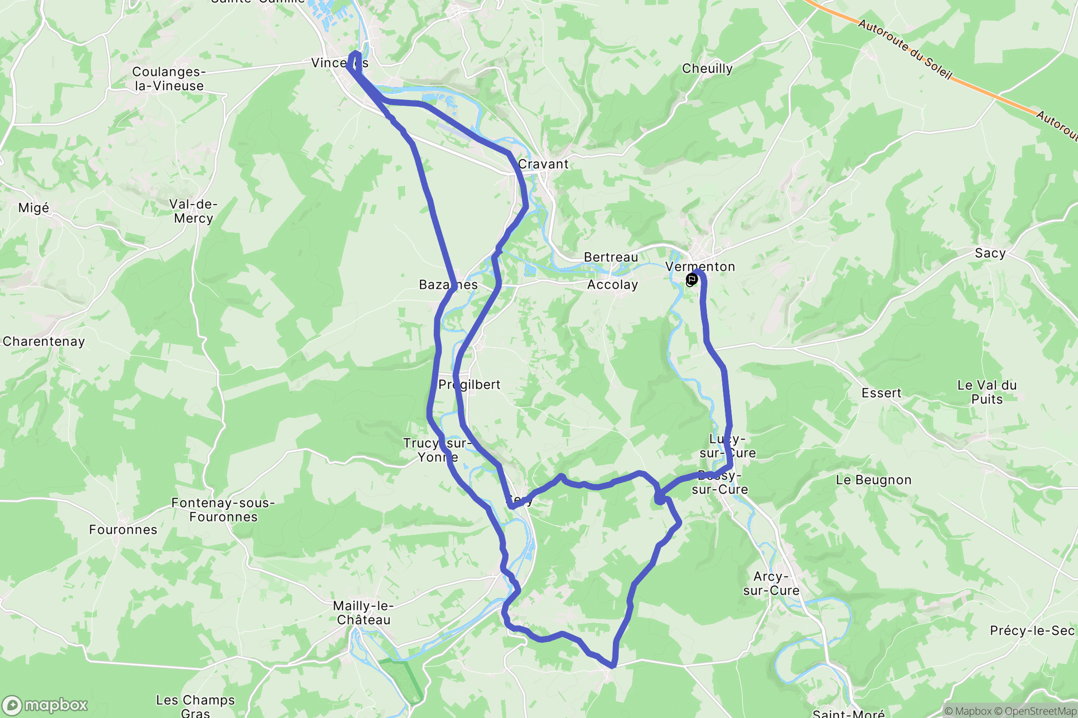 Vermenton : carte du parcours de randonnée - France