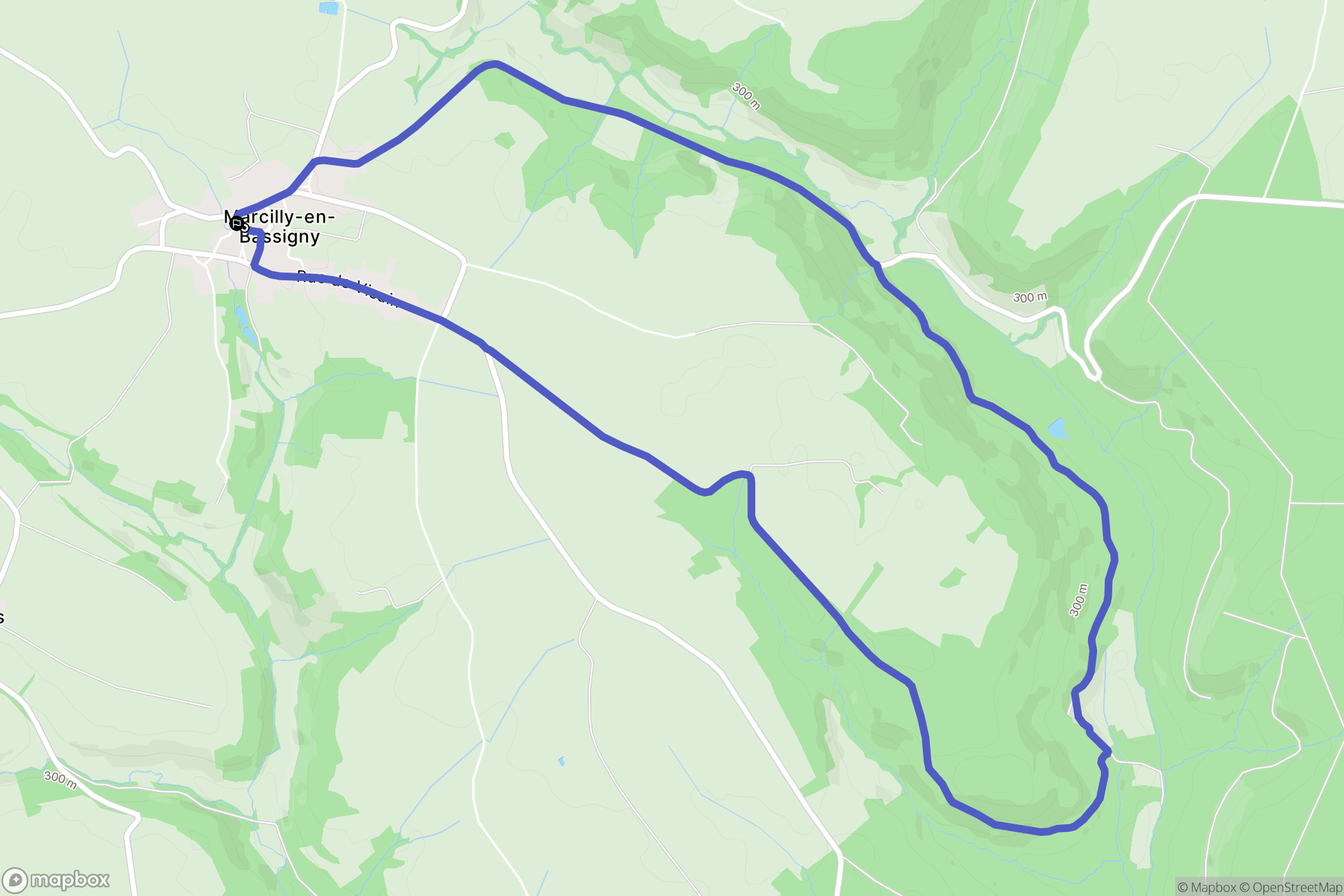Marcilly-en-Bassigny : carte du parcours de randonnée - France