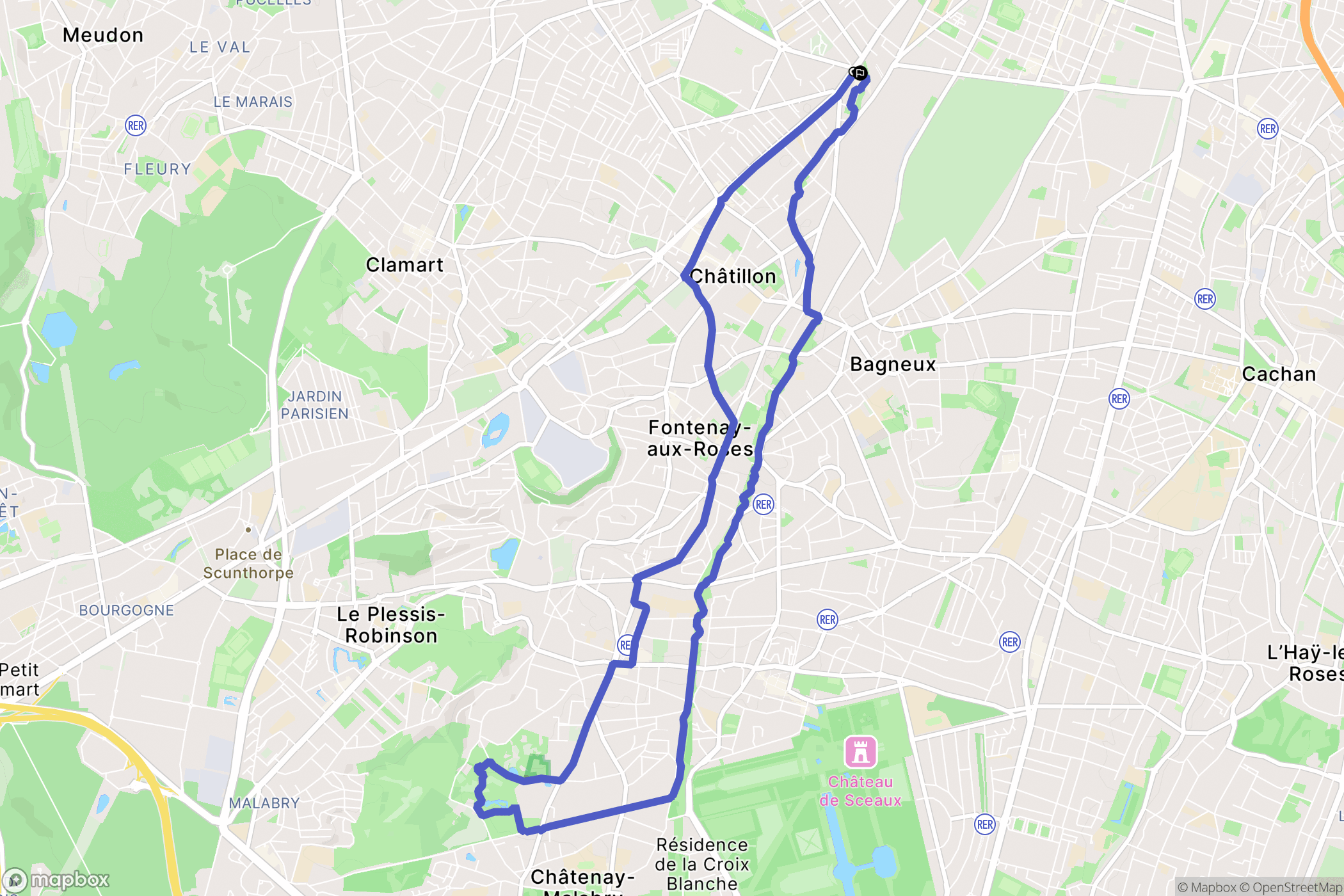 Châtillon : carte du parcours de randonnée - France