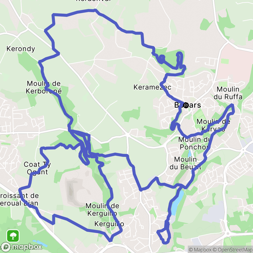 Bohars : carte du parcours de randonnée - France