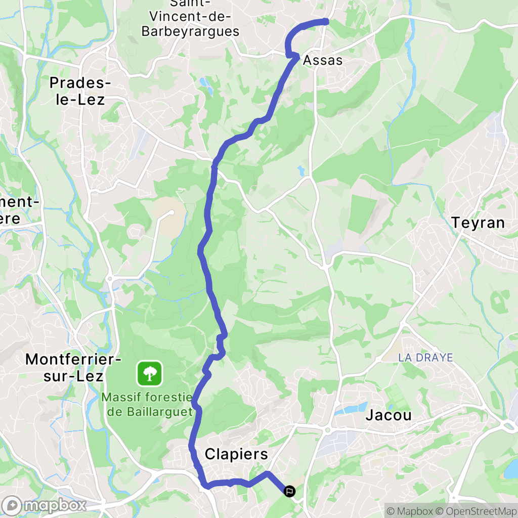 Clapiers : carte du parcours de randonnée - France