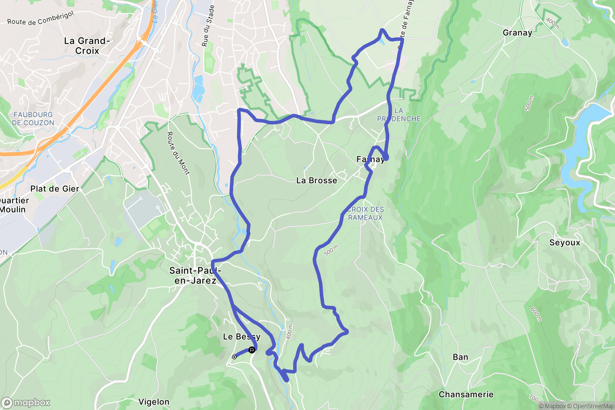 Saint-Paul-en-Jarez : carte du parcours de randonnée - France