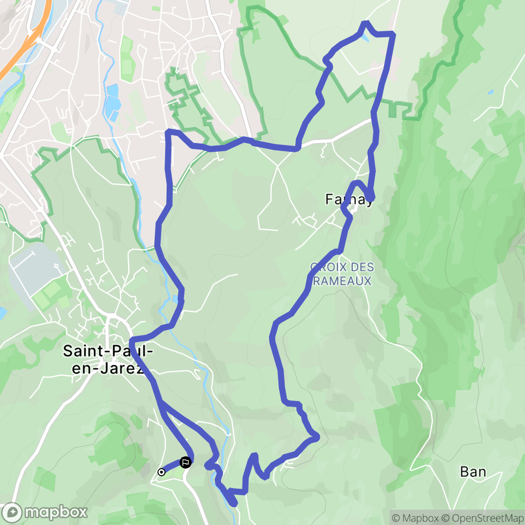 Saint-Paul-en-Jarez : carte du parcours de randonnée - France
