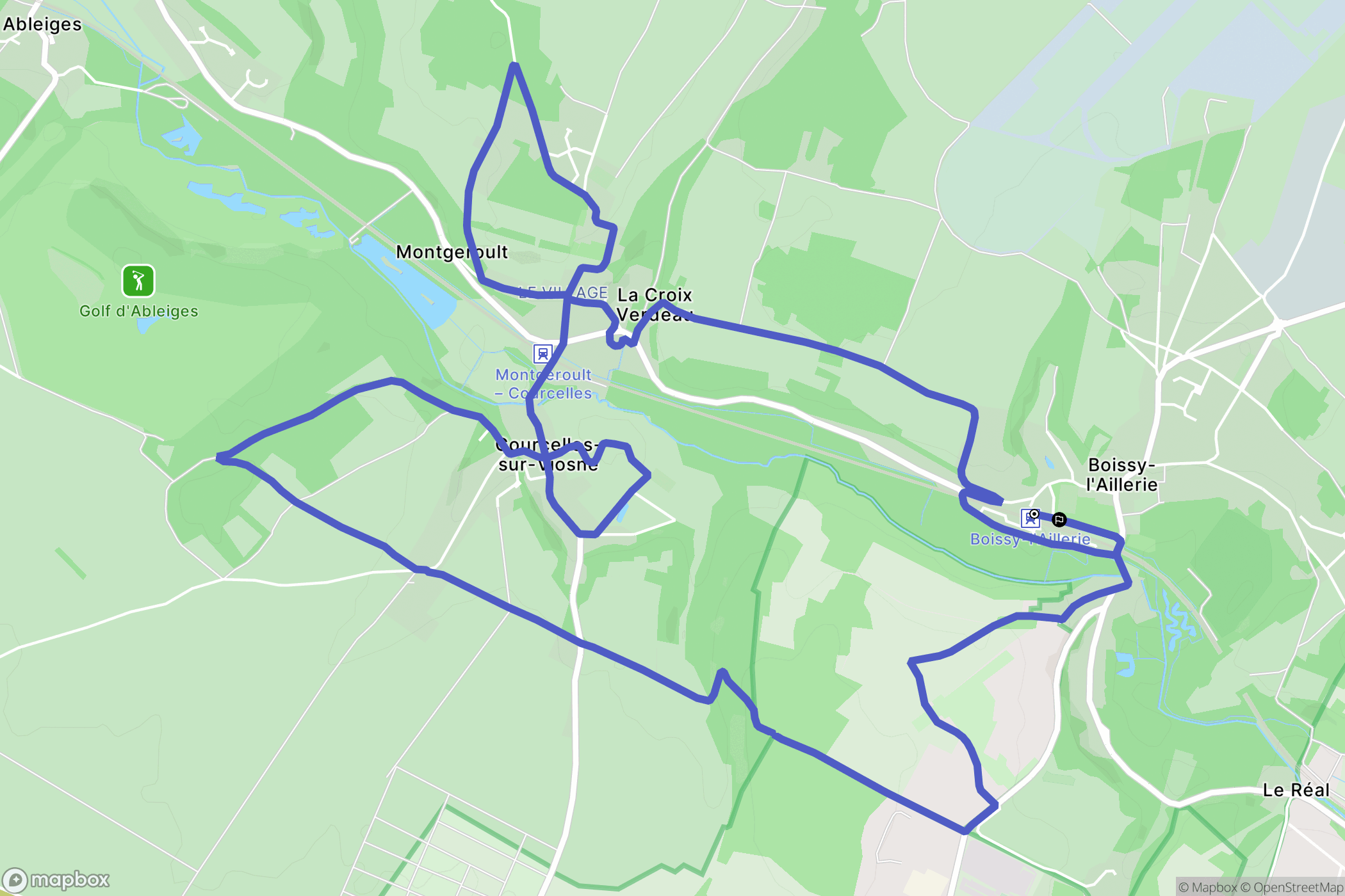 Boissy-l'Aillerie : carte du parcours de randonnée - France