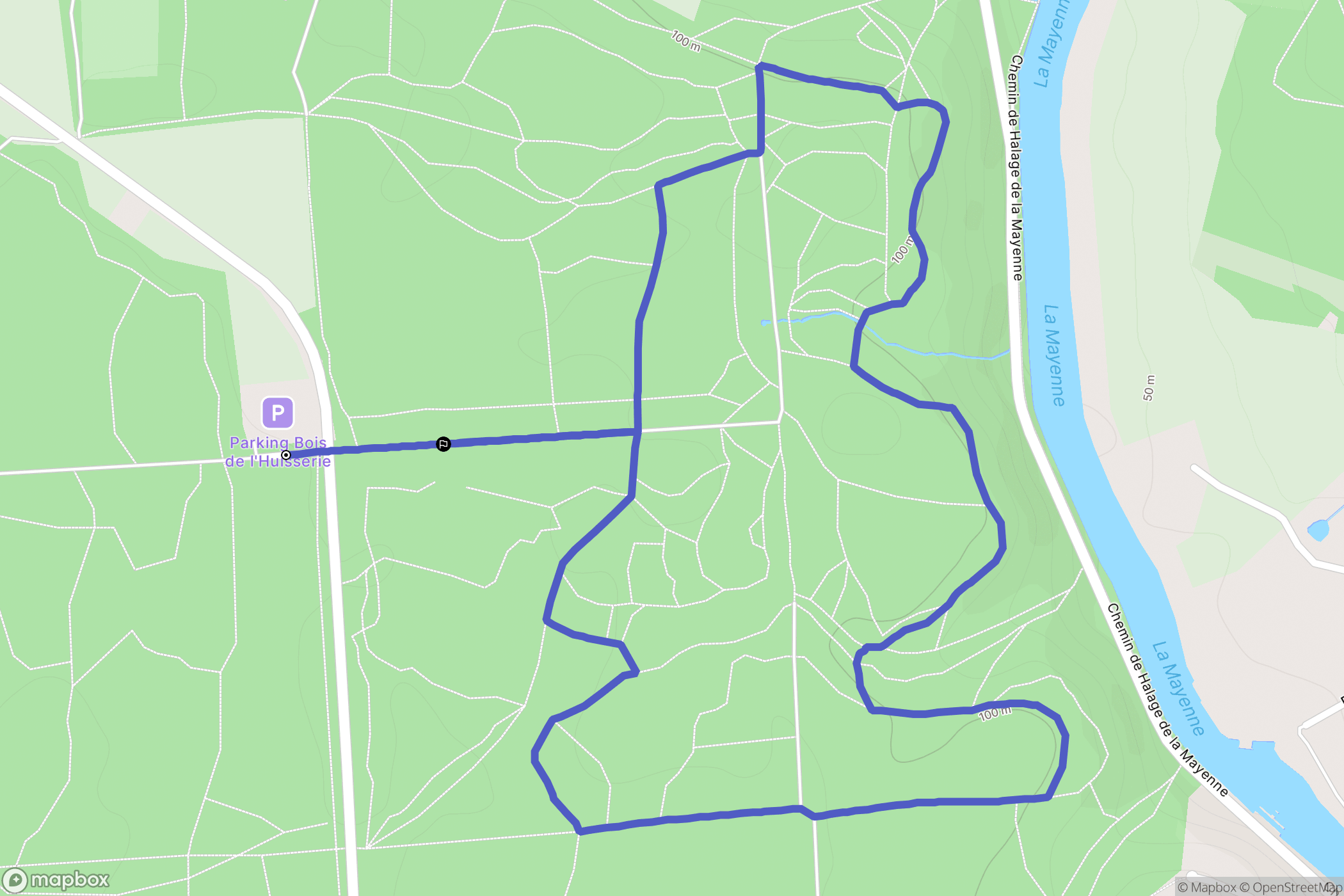 Laval : carte du parcours de randonnée - France