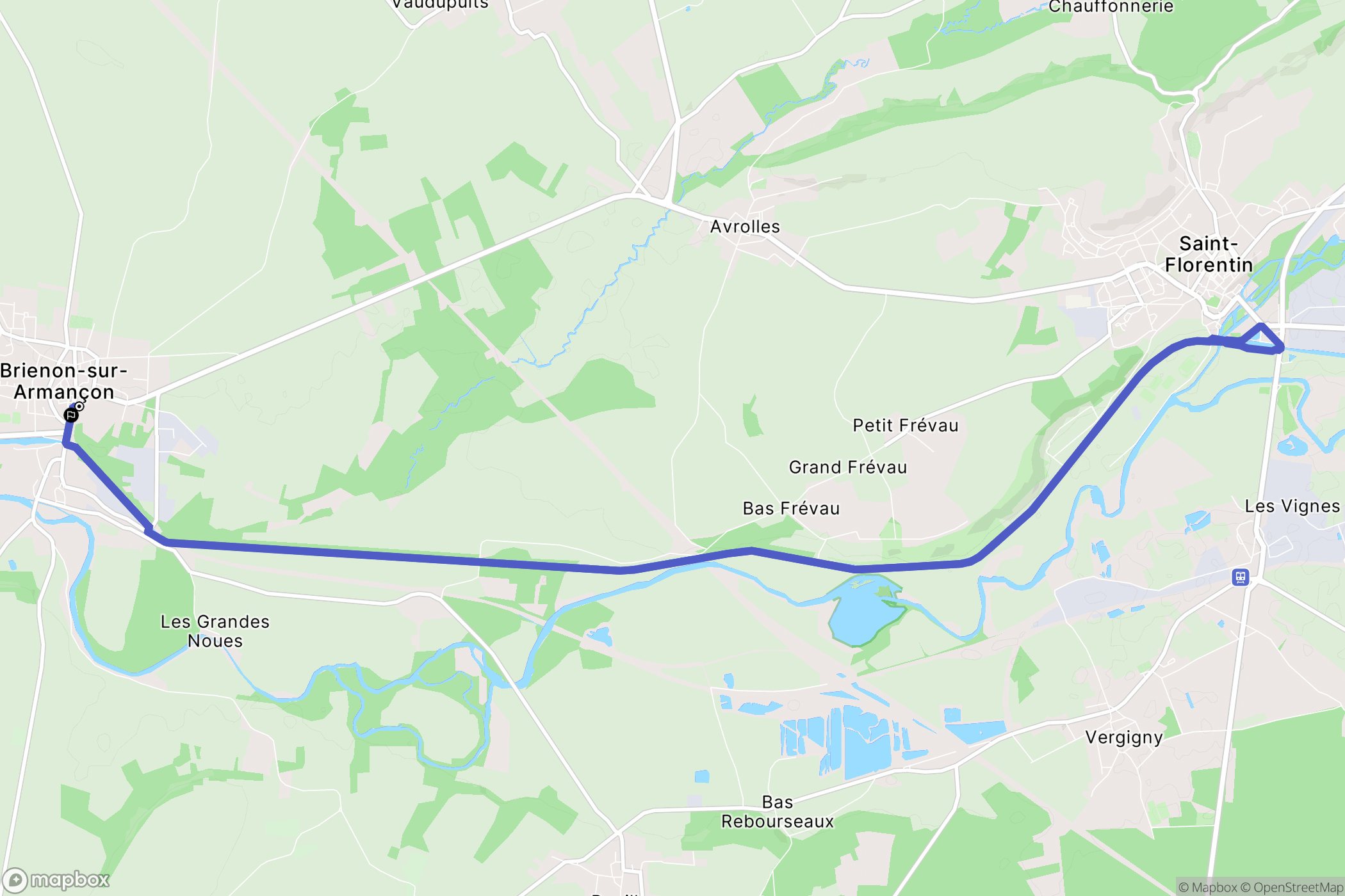 Brienon-sur-Armançon : carte du parcours de randonnée - France
