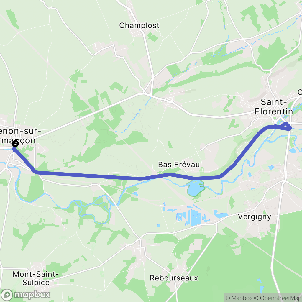 Brienon-sur-Armançon : carte du parcours de randonnée - France