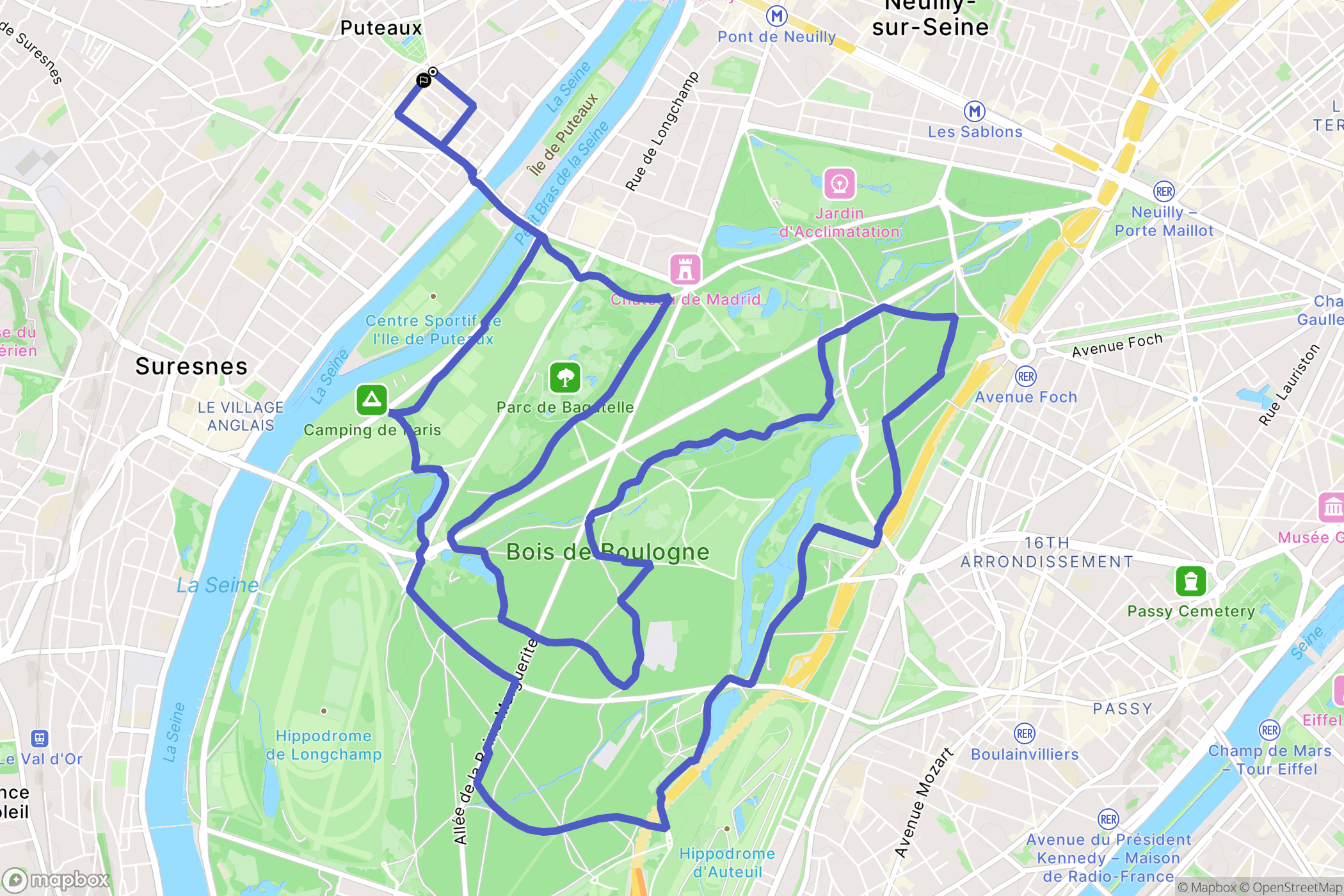 Puteaux : carte du parcours de randonnée - France