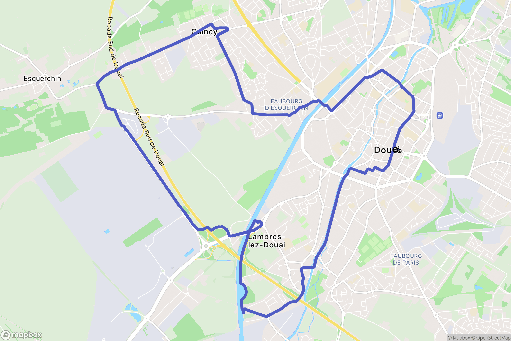 Douai : carte du parcours de randonnée - France