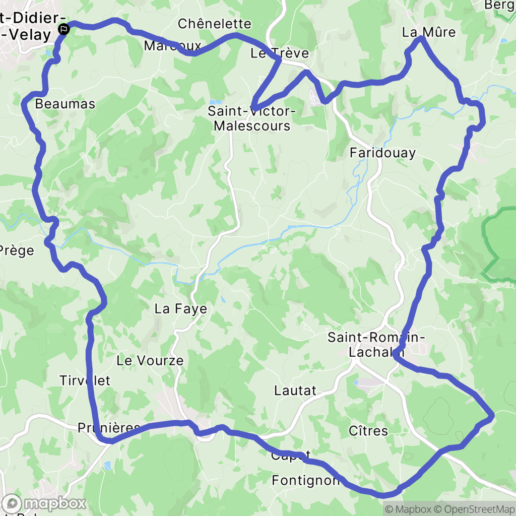 Saint-Didier-en-Velay : carte du parcours de randonnée - France