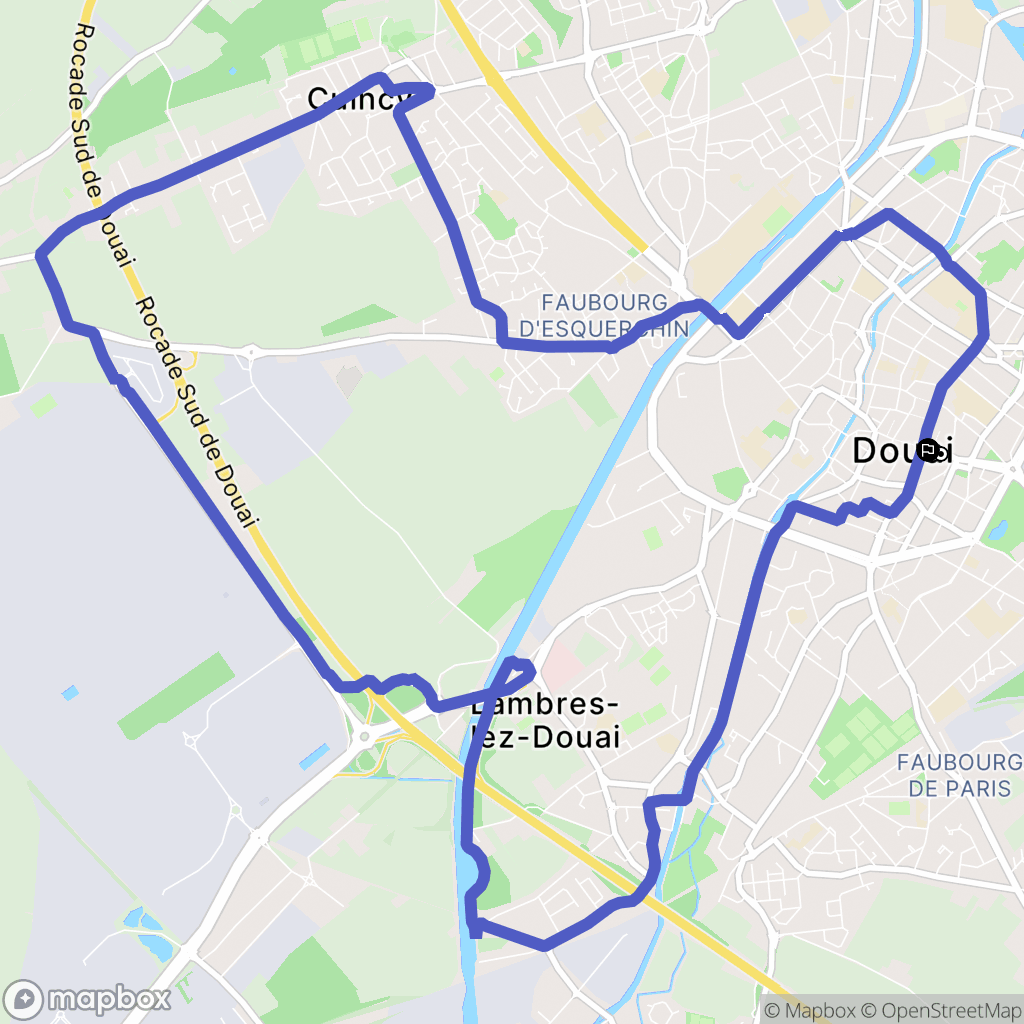 Douai : carte du parcours de randonnée - France