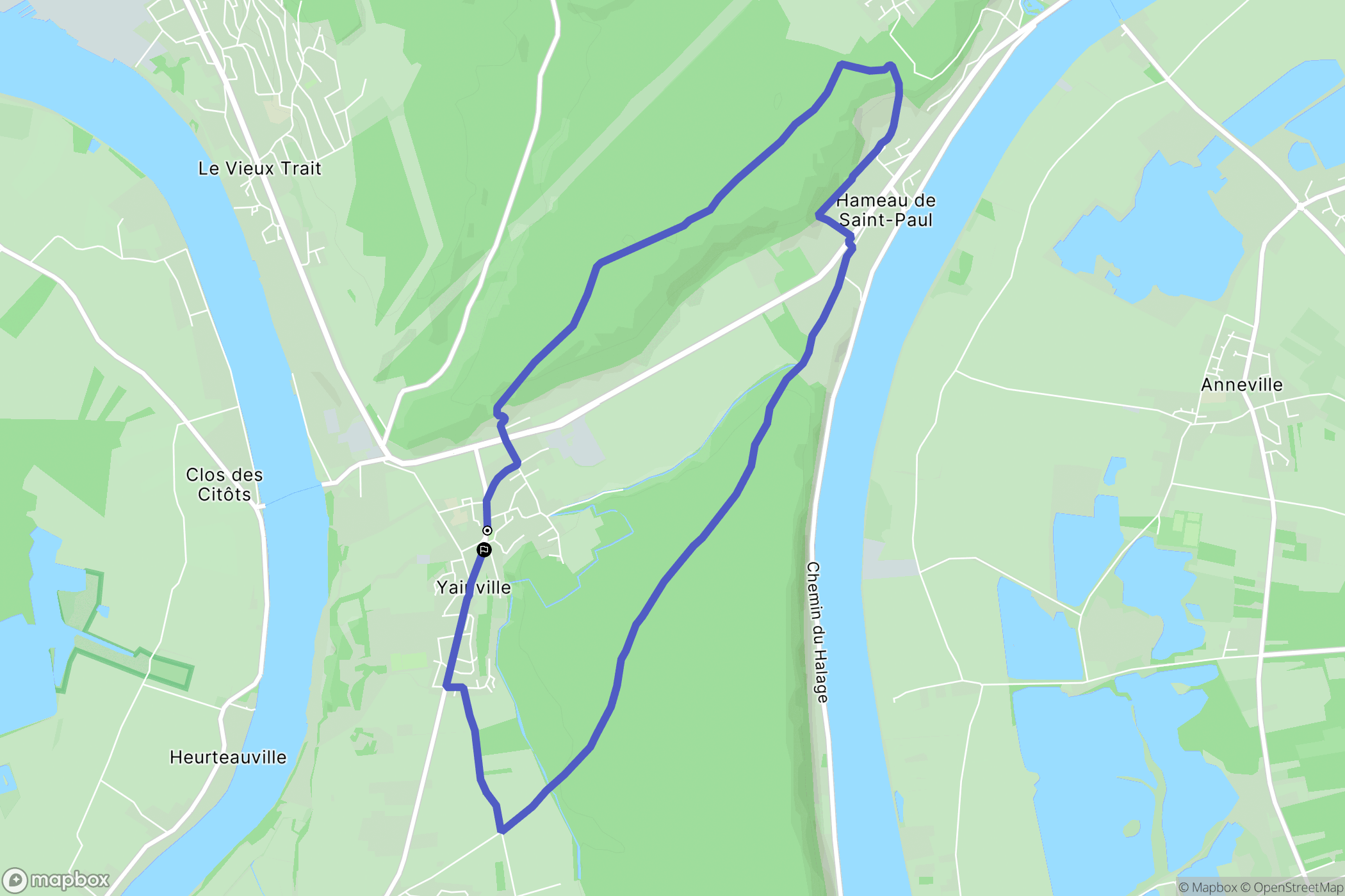 Yainville : carte du parcours de randonnée - France