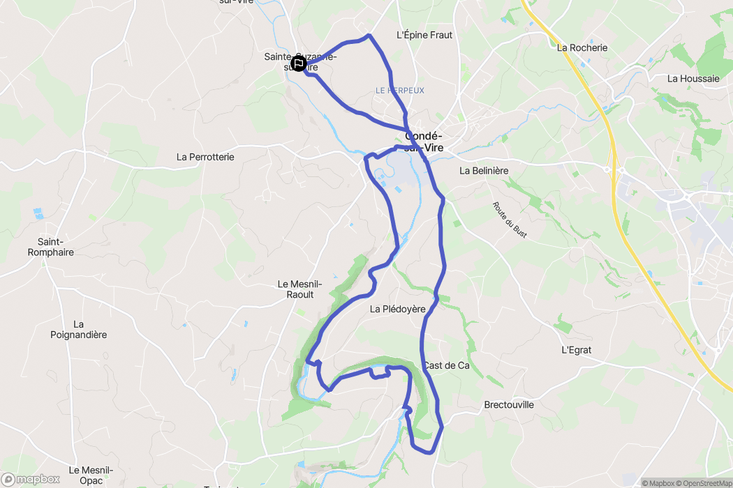 Sainte-Suzanne-sur-Vire : carte du parcours de randonnée - France