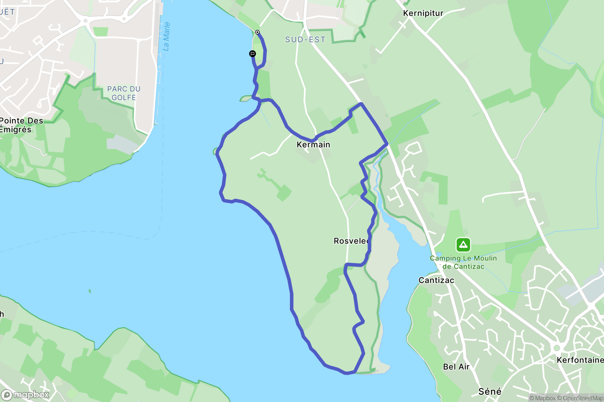 Vannes : carte du parcours de randonnée - France