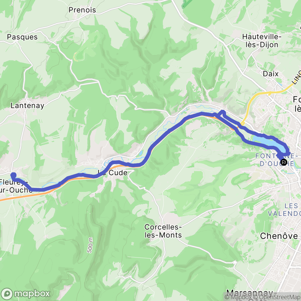 Dijon : carte du parcours de randonnée - France