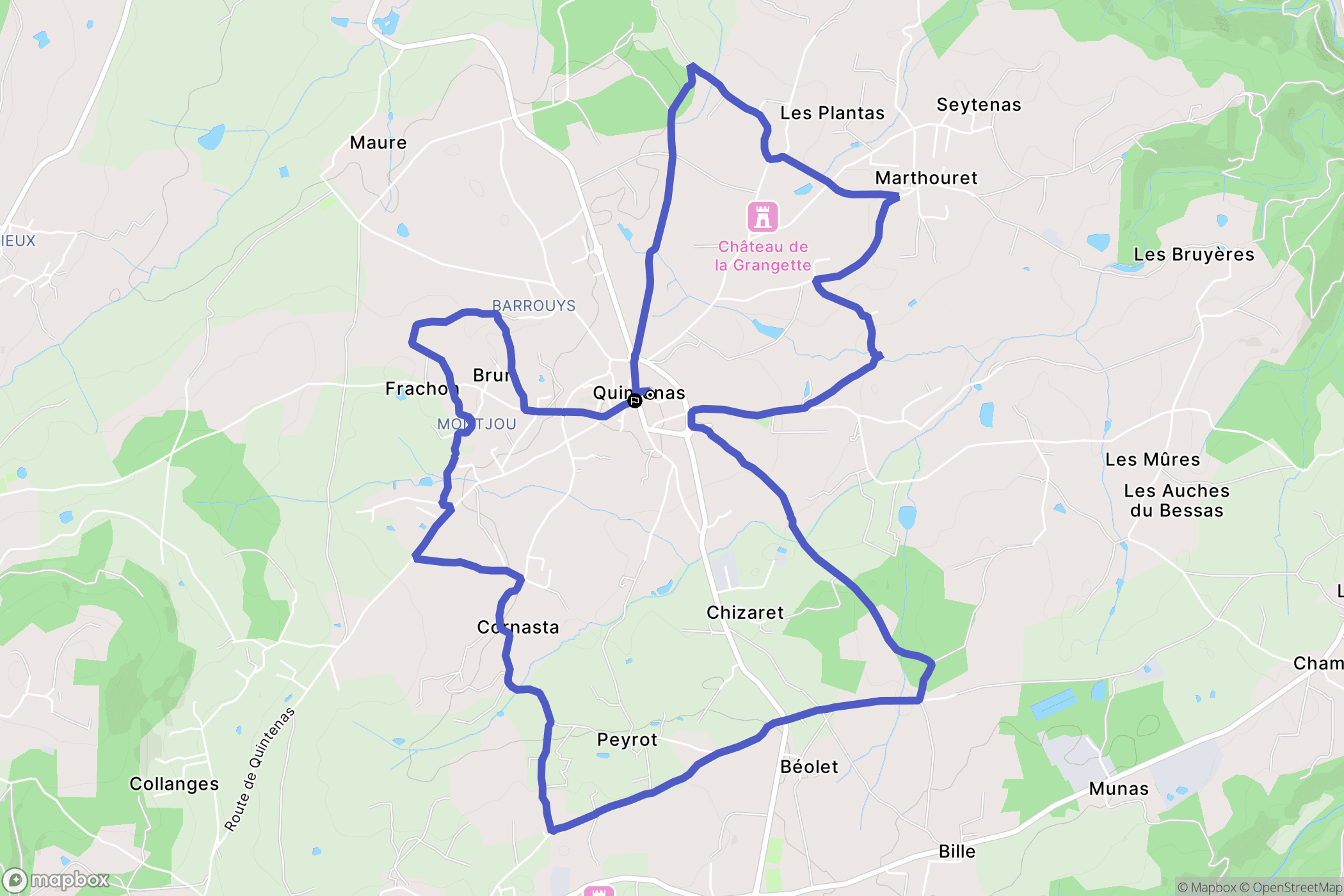 Quintenas : carte du parcours de randonnée - France