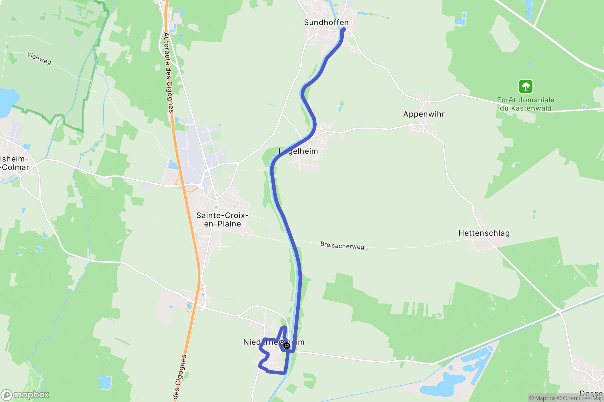 Niederhergheim : carte du parcours de randonnée - France