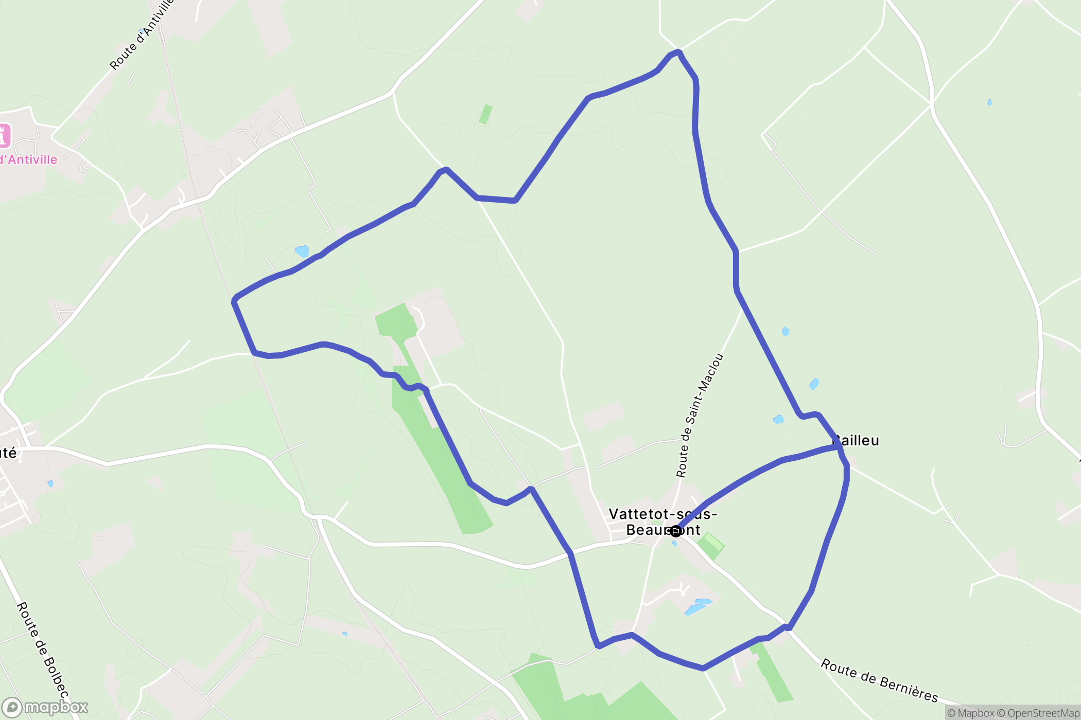 Vattetot-Sous-Beaumont : carte du parcours de randonnée - France