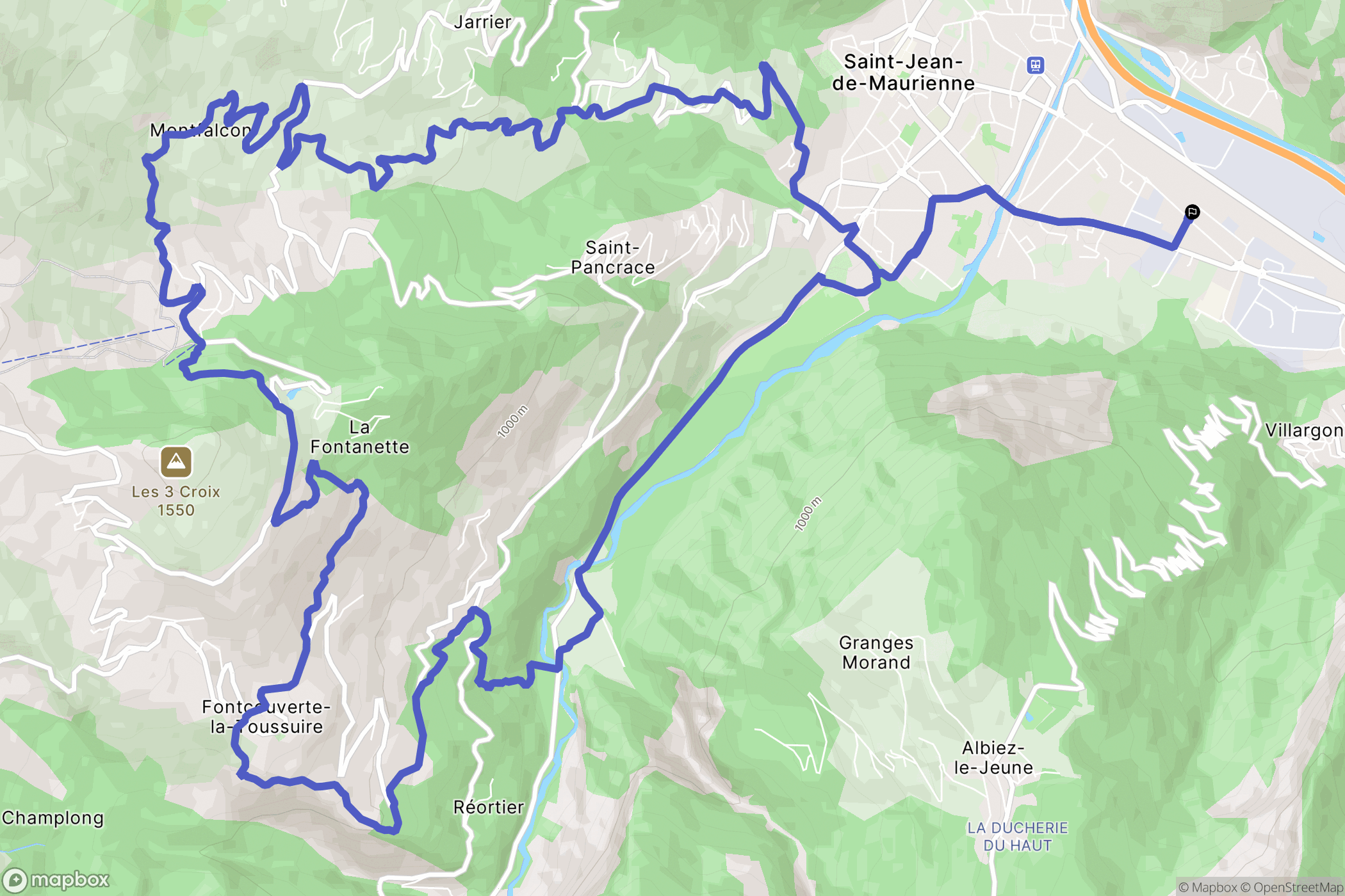 Saint-Jean-de-Maurienne : carte du parcours de randonnée - France