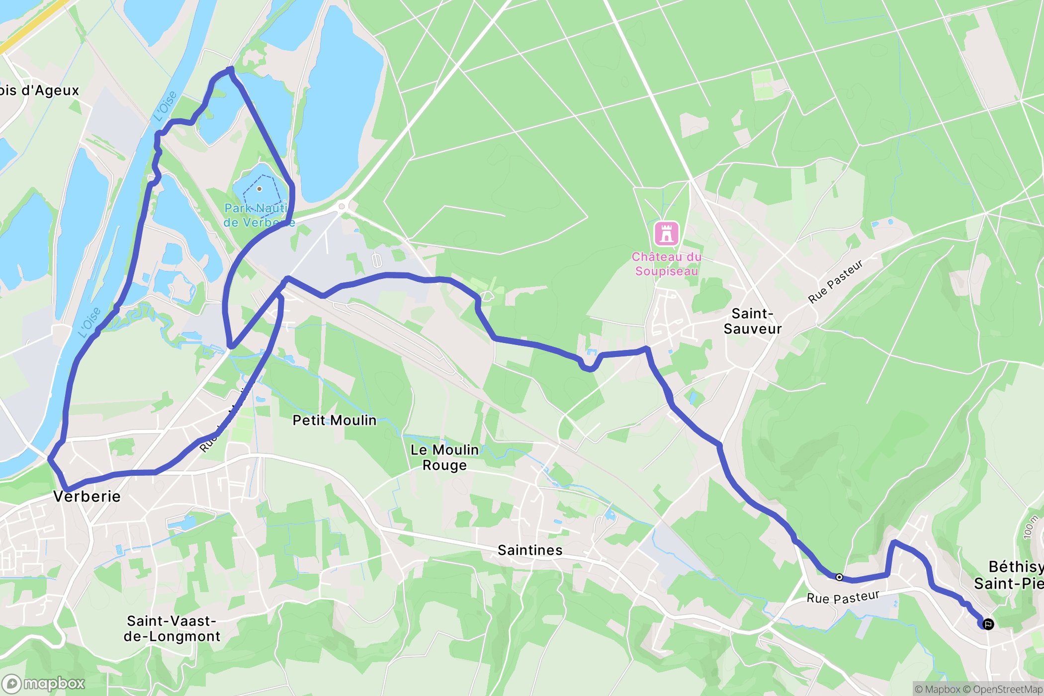 Béthisy-Saint-Pierre : carte du parcours de randonnée - France